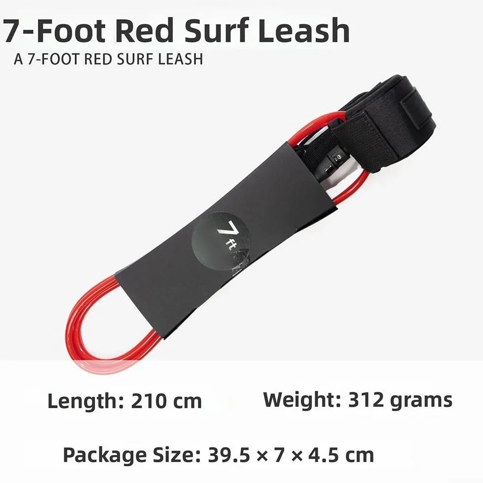 Correa para tabla de surf 360° con bolsillo oculto 7 pies rojo