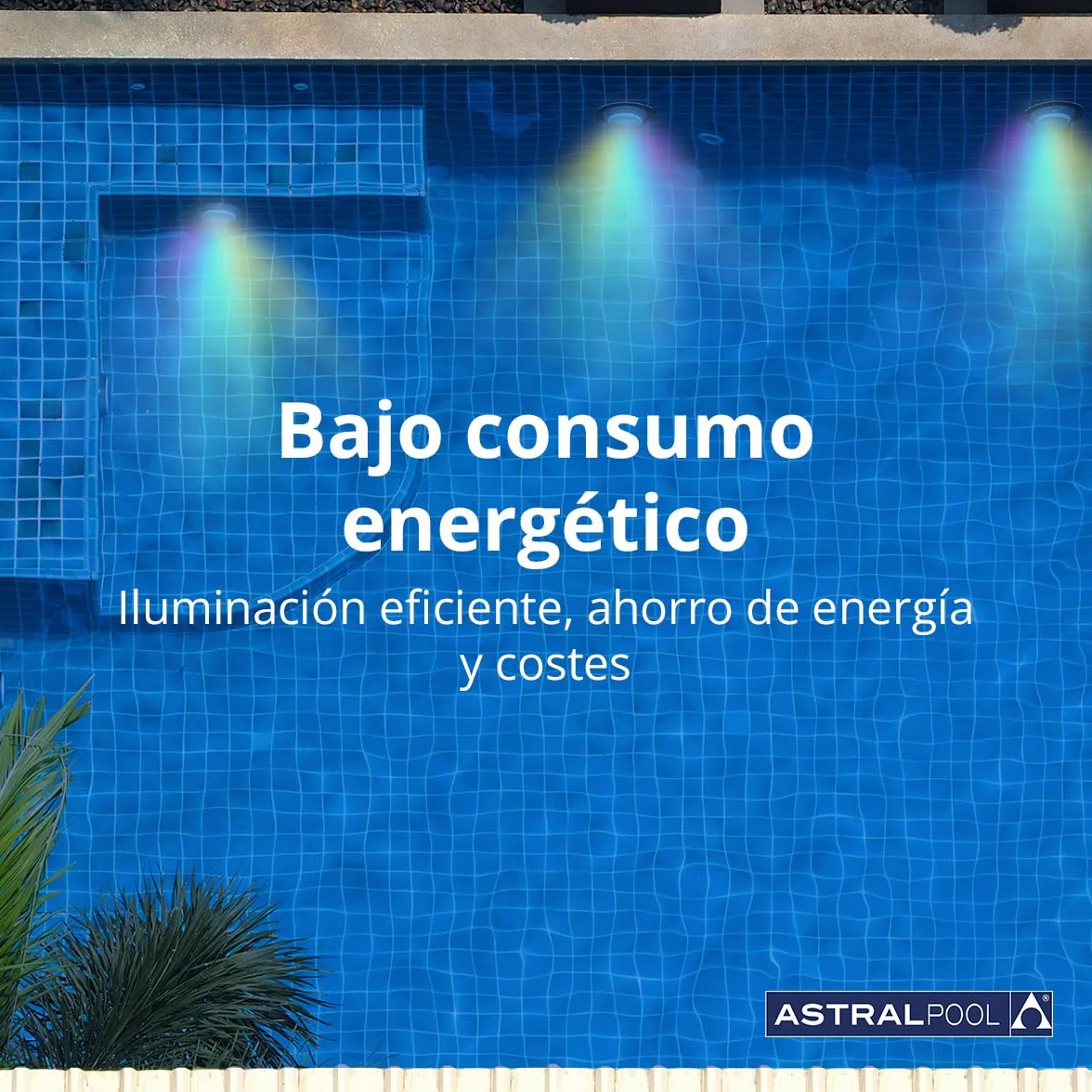 Astralpool Lámpara LED - PAR56 RGB RC1100 + RC Multicolor - Sumergible - Piscinas - 12 Colores, 8 secuencias, 8 velocidades - Incluye Control Remoto