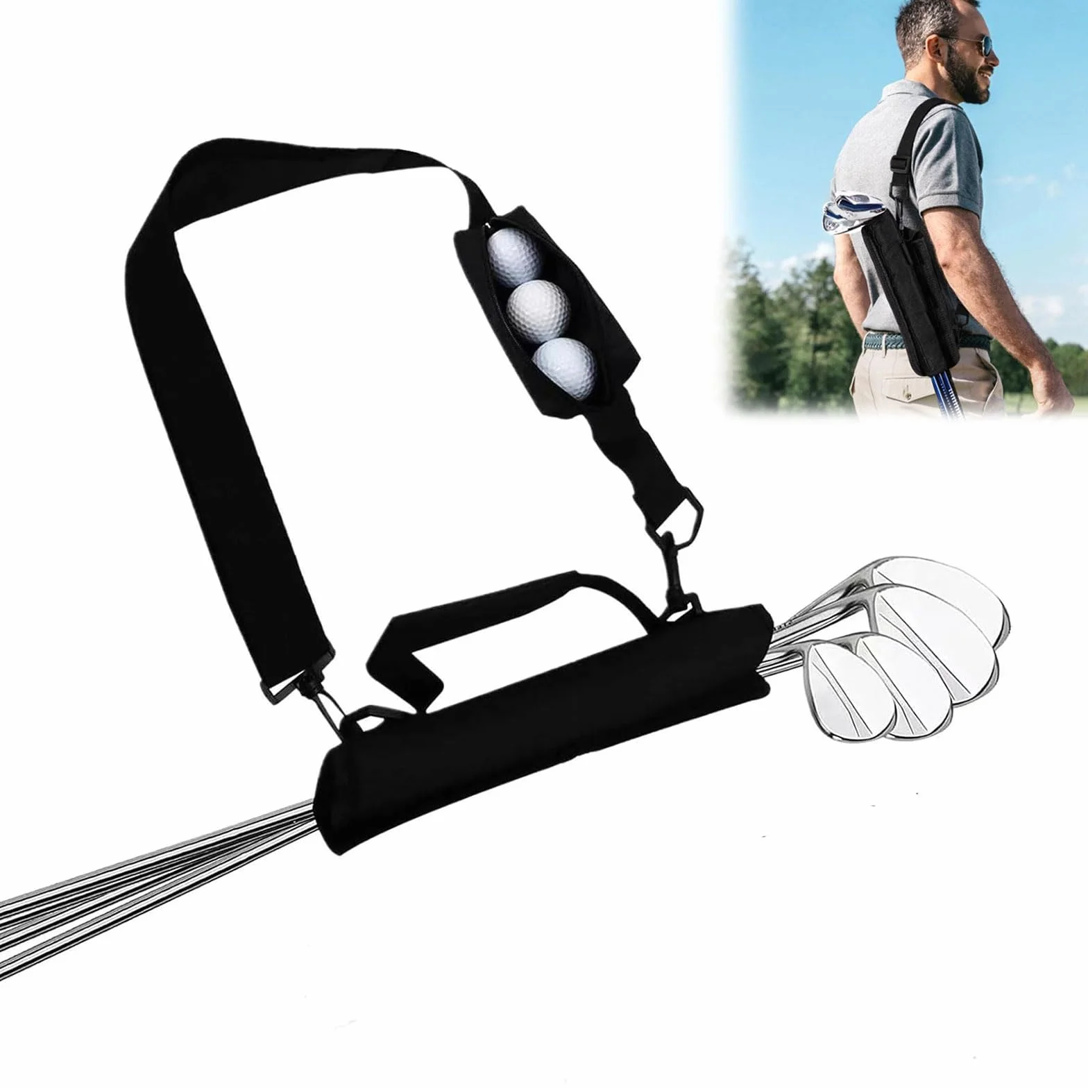 Bolsa para Palos de Golf Portátil y Ajustable Ligera para Viaje