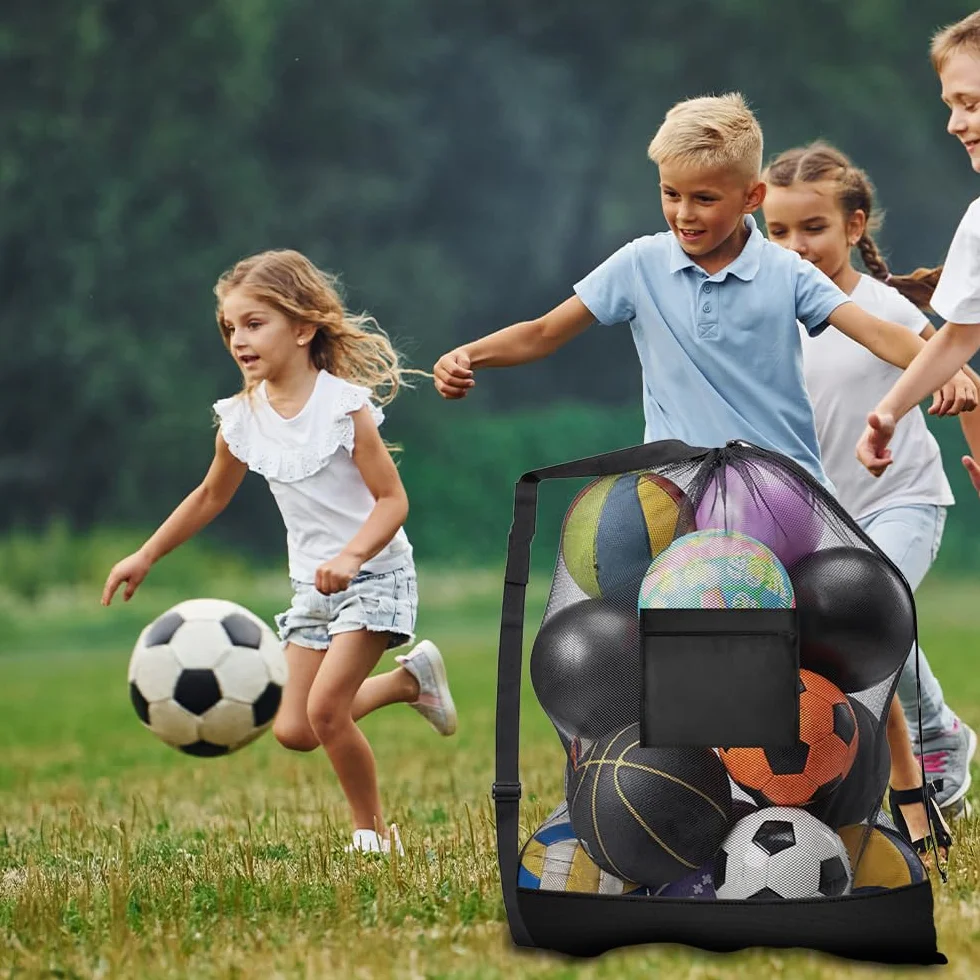 Bolsa Portátil Extragrande para 10-12 Pelotas Resistente Impermeable Saco de Malla Fútbol Baloncesto Voleibol Tenis