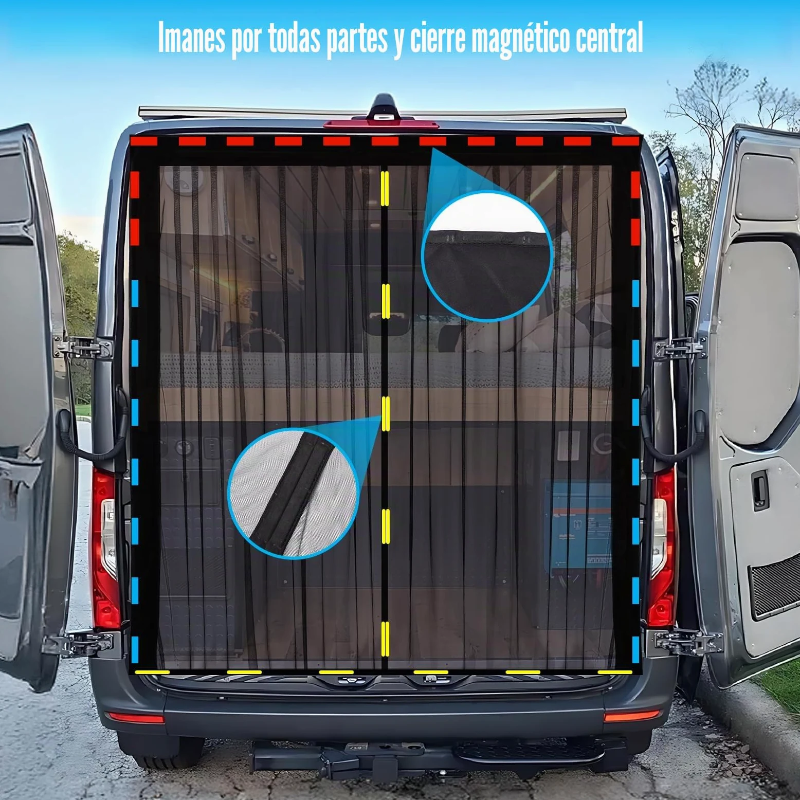 Mosquitera Furgoneta Camper con Magnetismo para Mercedes Sprinter Ford Transit Techo Estándar