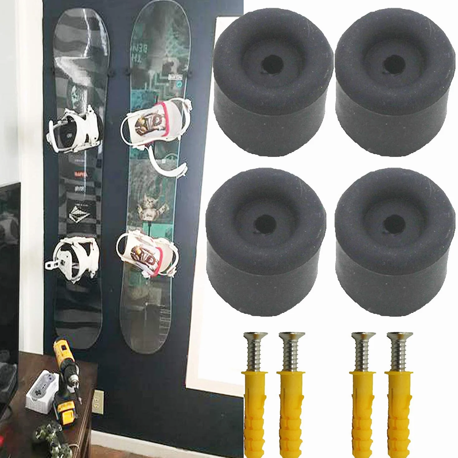 Minimalista exhibidor de snowboard | Estante de almacenamiento de esquí | Soporte de pared para 2 tablas