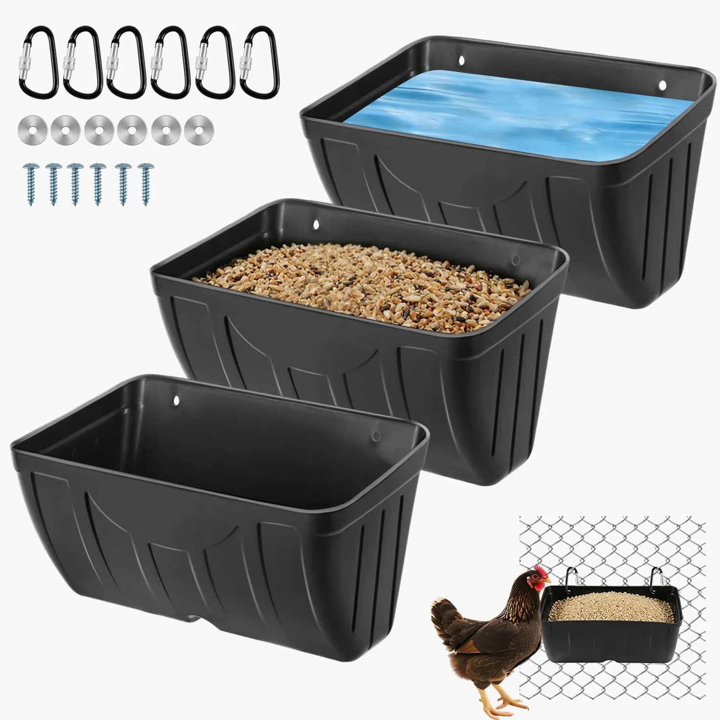Comedero de pollo, comederos colgantes para cabras, comedero colgante para aves de corral para ovejas, patos y perros, comedero de cerca, contenedor de alimentación de ganado, accesorios de gallinero