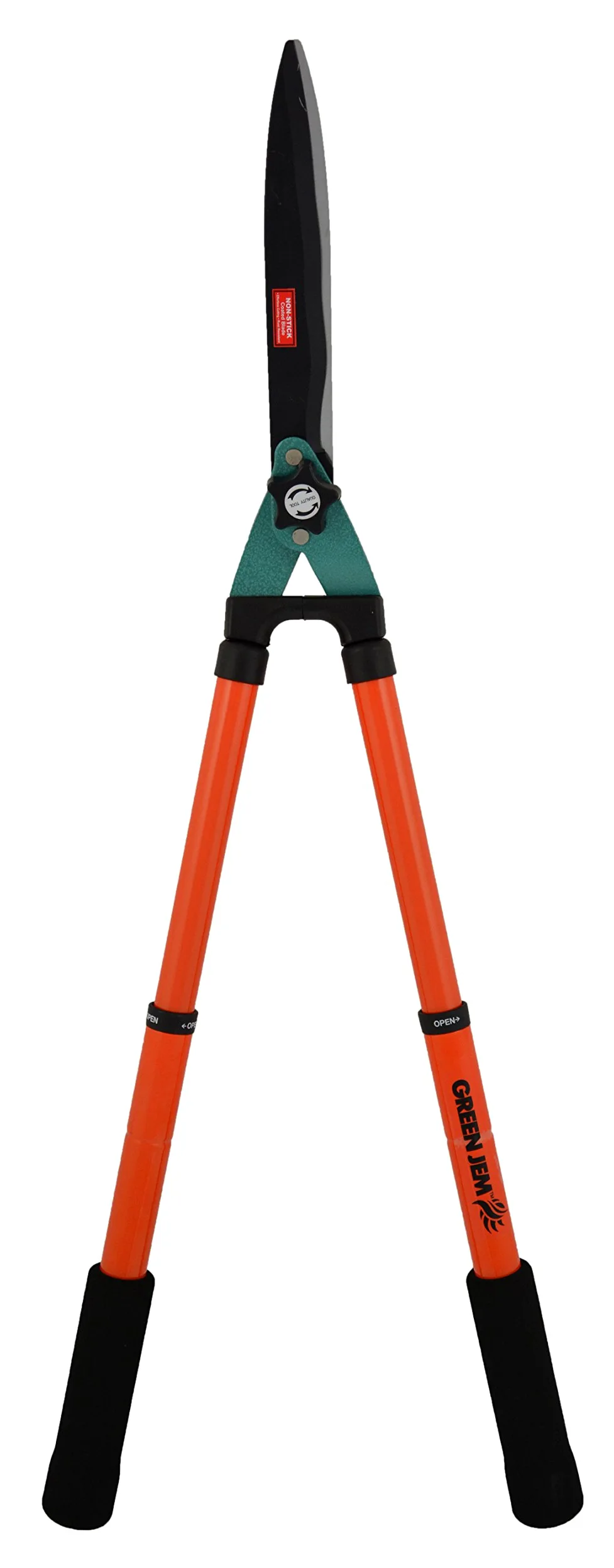 Verde Jem telescópica Tijeras Cortasetos cortadores Herramientas de jardinería con Antiadherente Cuchillas – Naranja