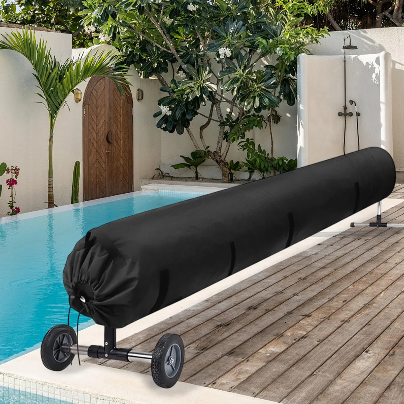 Cubierta De Carrete Solar De Piscina, Cubierta Protectora De La Manta Solar Resistente Al Agua 420d Para La Cubierta Protectora De La Piscina Sobre El Suelo Y La Piscina Enterrada