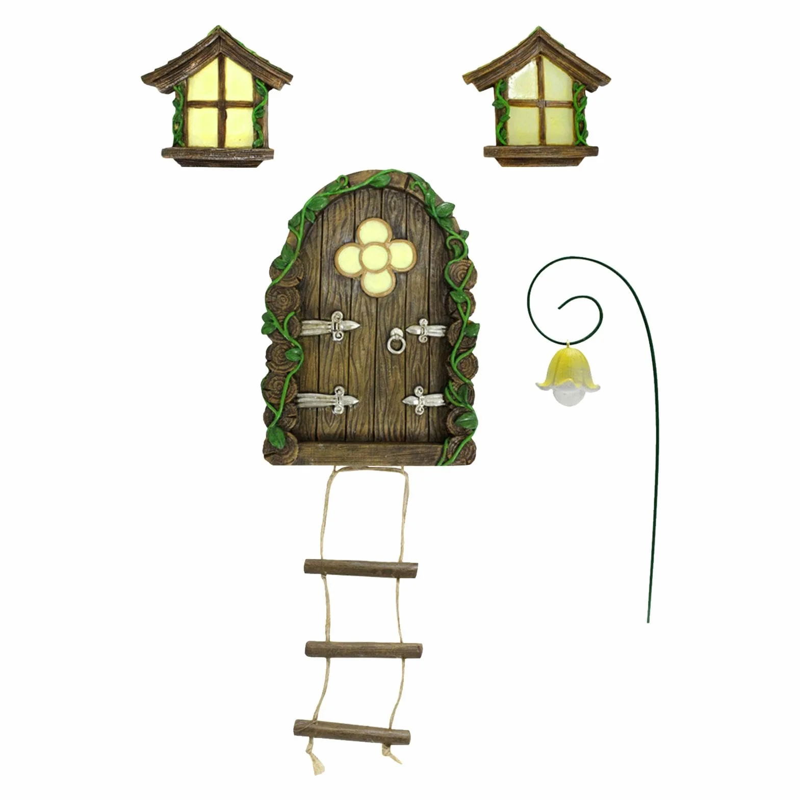 Casas de Hadas para niños, casa de Hadas de gnomo, Ventana y Puerta para árboles, Accesorios de jardín en Miniatura, diseño de jardín Encantado al Aire Libre, decoración de Adorno de césped