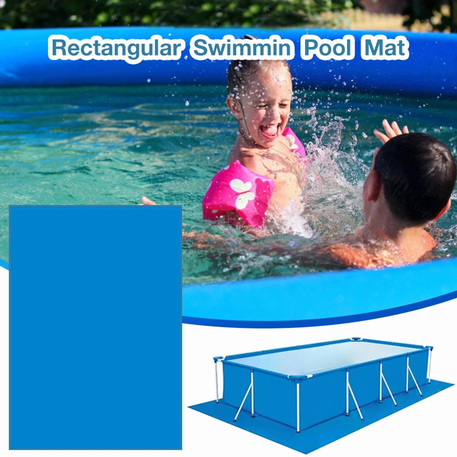 Almohadilla para Piscina Rectangular De Suelo, Manta para Suelo De Piscina Rectangular, Duradera, Resistente Al Agua, Protector De Suelo, Es Adecuado para Piscinas, Hinchables Y Piscinas para Niños