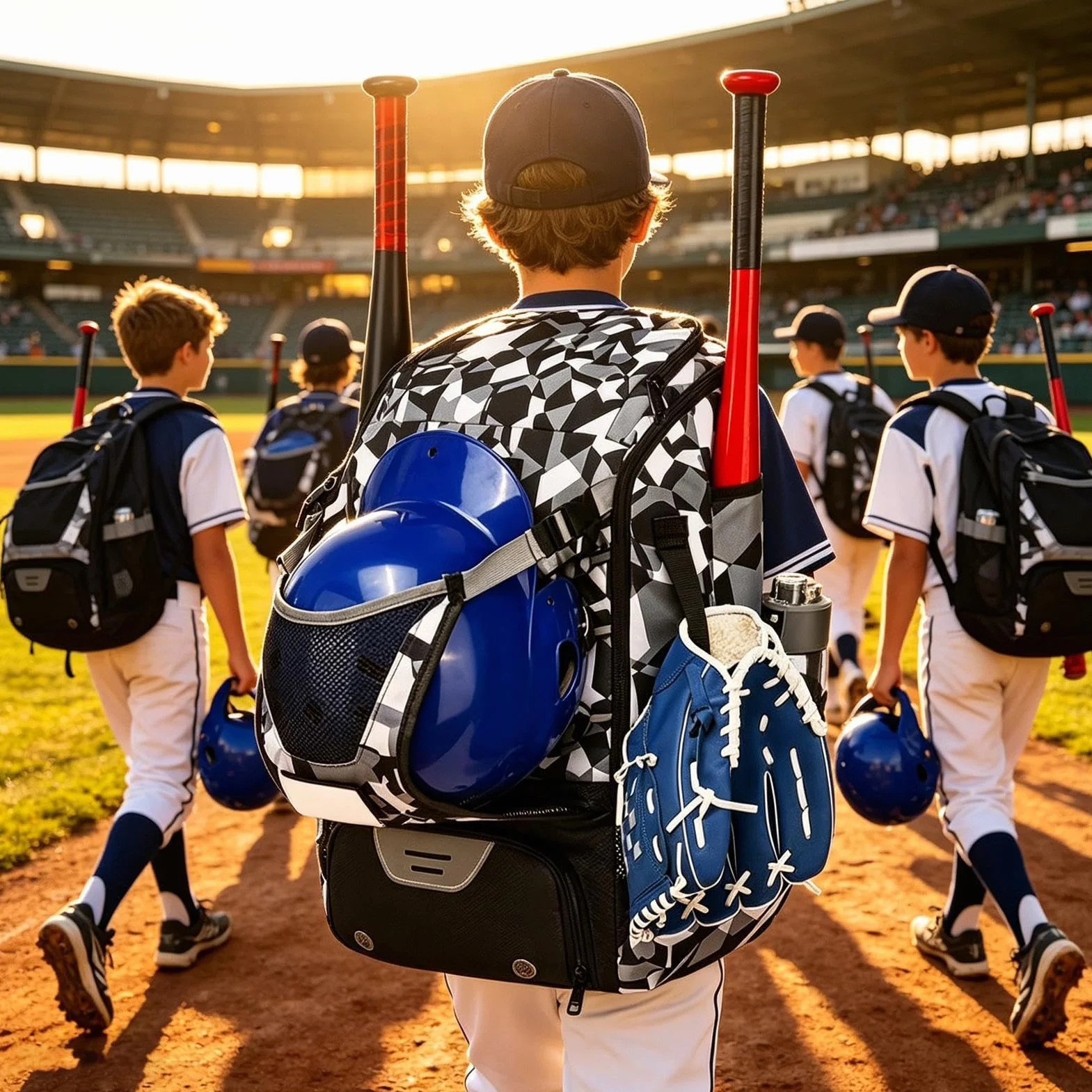 Mochila Grande Ajustable Ligera para Béisbol Juvenil, Sóftbol Femenina, Soccer, Fútbol