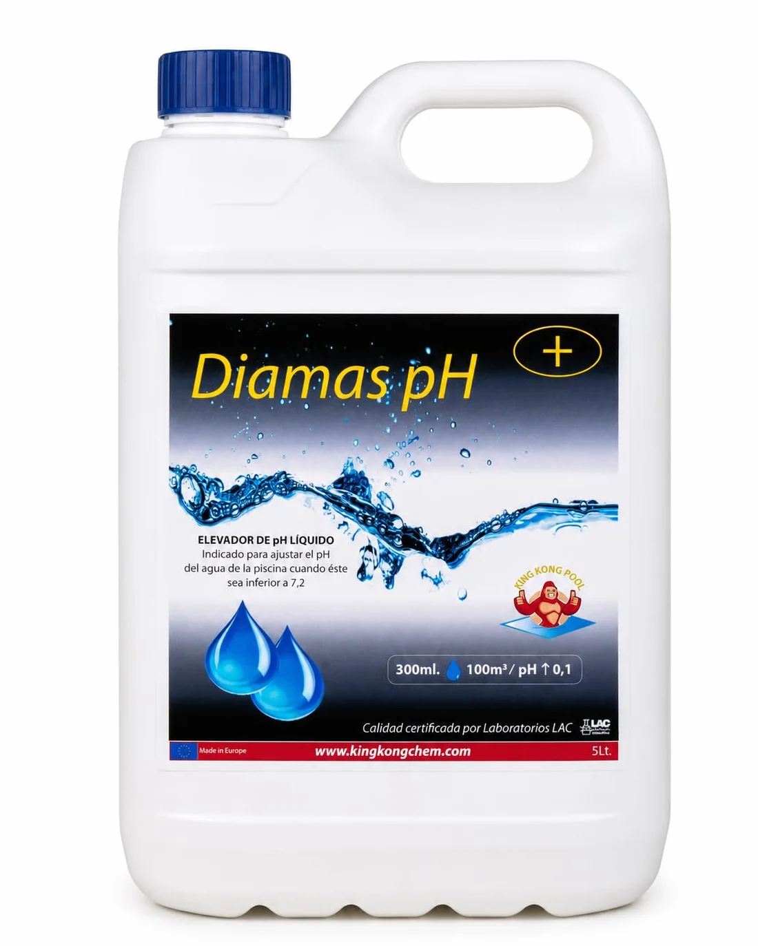 Incrementador de pH Concentrado para Piscinas DIAMAS PH 5 litros - Aumenta el pH del Agua – Formato Líquido