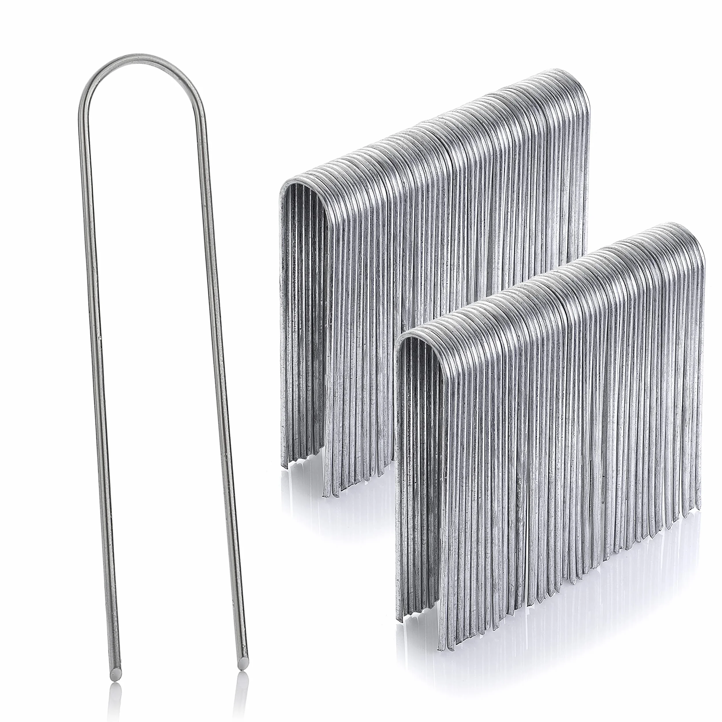 GardenMate 100 Grapas de sujeción GALVANIZADAS 150 mm largo 25 mm ancho de alambre de acero 2,9 mm