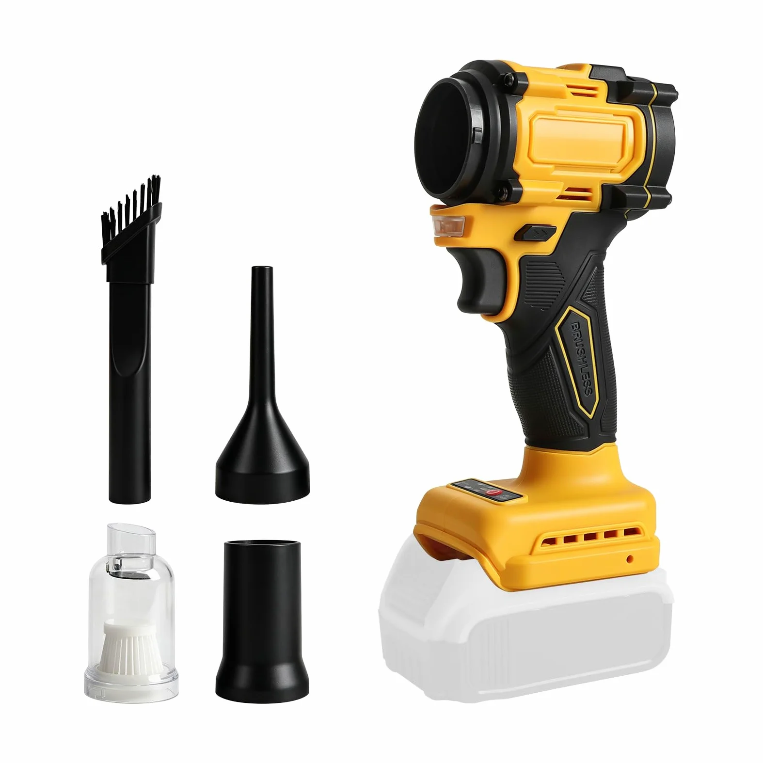 Soplador de Hojas inalámbrico y aspiradora Compatible con batería DEWALT de 18 V y 20 V, 2 en 1, 20 KPA, aspiradora de 8 KPA de 20000 RPM con 3 boquillas de luz LED para Limpieza de Coche de jardín