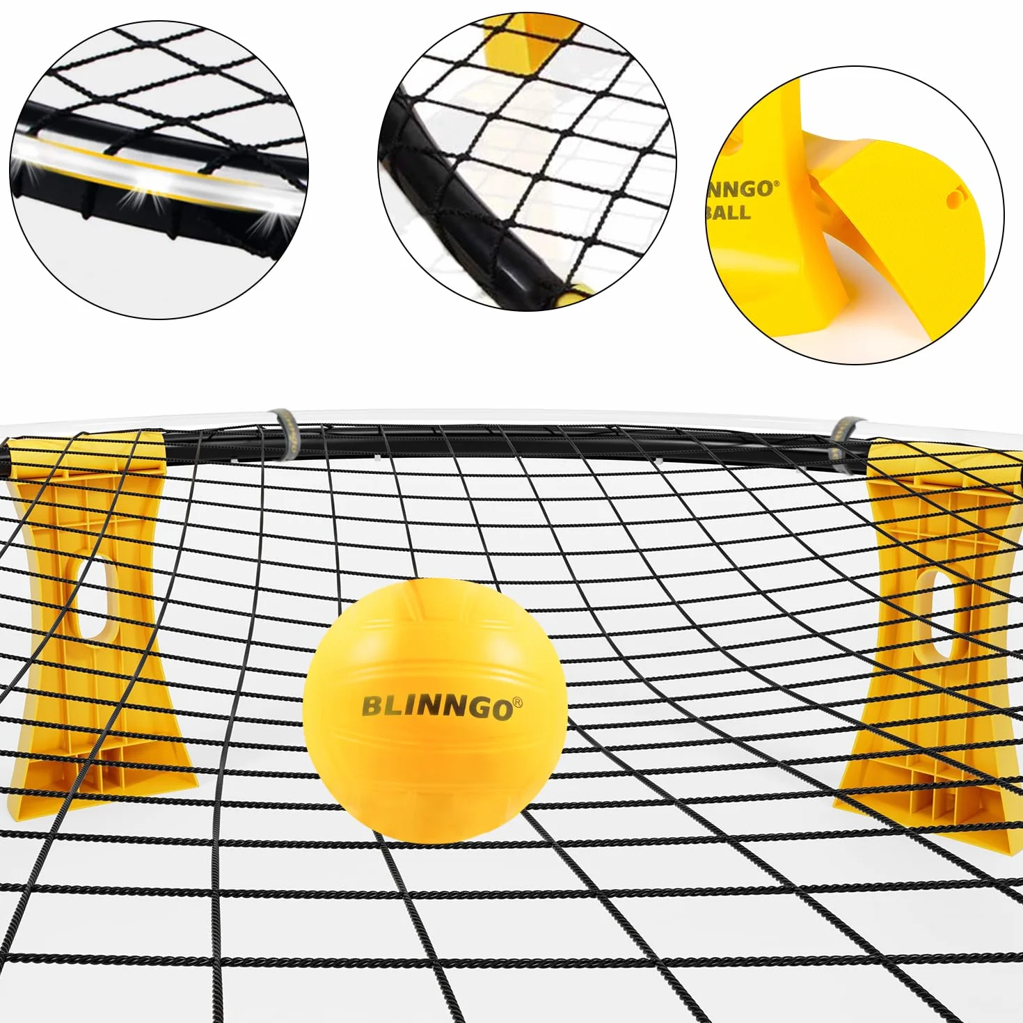 Set de Roundnet con luces para exterior: 3 pelotas, red de juego y competición, bolsa, bomba e instrucciones