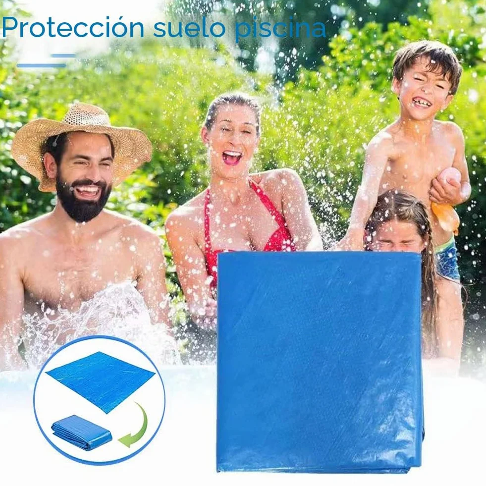 Alfombra de suelo para piscina, exterior de tierra, alfombra de protección azul, impermeable, plegable, protector de suelo para piscina rectangular y redonda (200 x 300 cm)