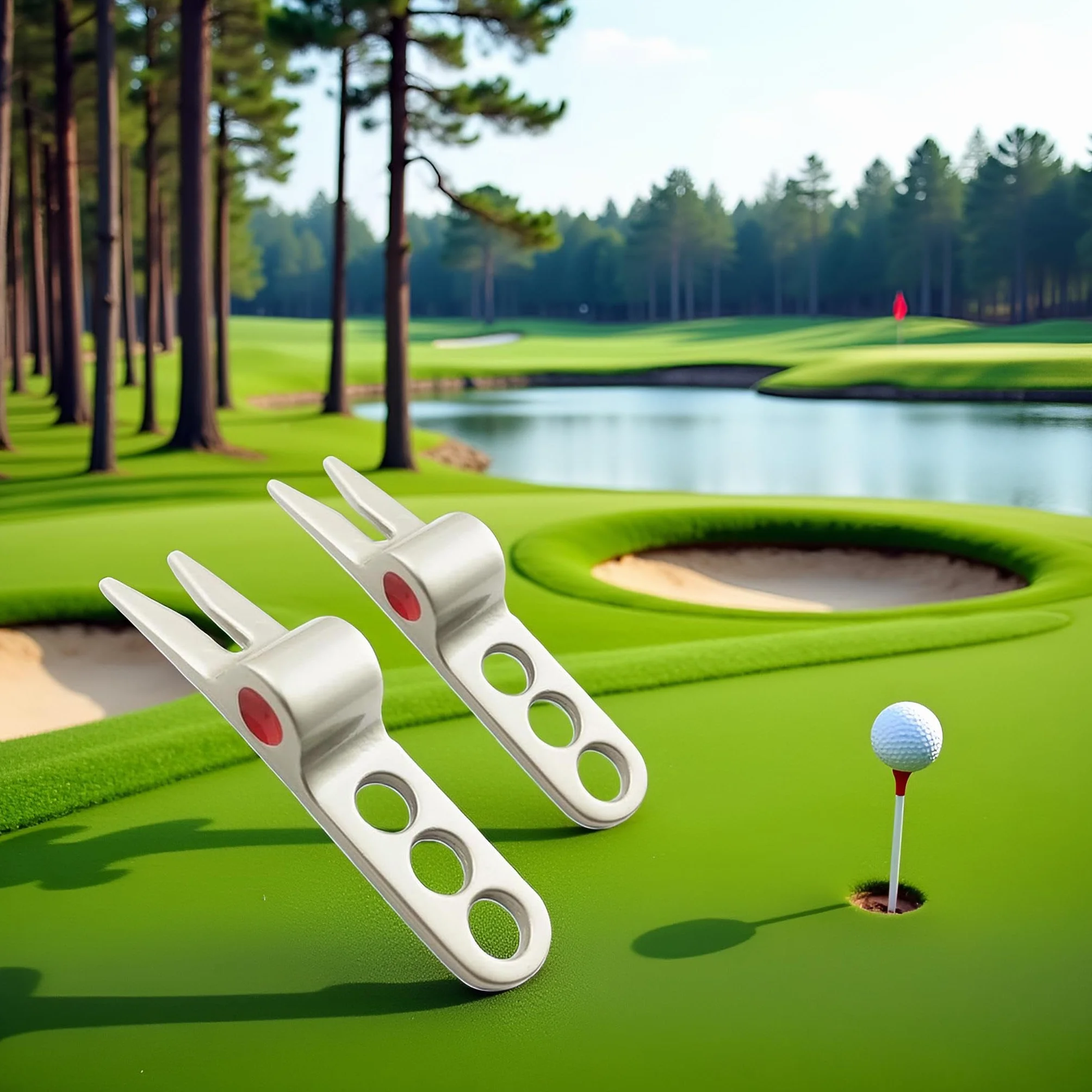 Herramientas de reparación de horquilla de golf plateadas compatibles con Cameron Scotty
