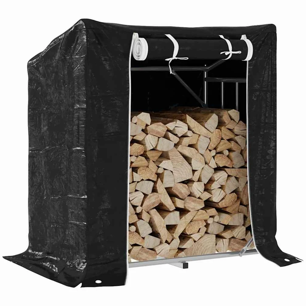 Estantería para leña con protección contra la lluvia de acero galvanizado, 101 x 61 x 110,5 cm, para leña y leña, resistente a la intemperie, con funda para lluvia, para terraza, jardín e