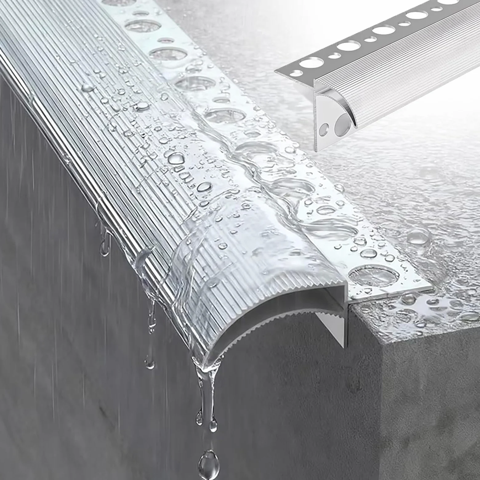 Deflector de Lluvia, Desviador de Lluvia de Aluminio, línea de Goteo, Protector de Pared, prevención de reflujo, cortable, 1m-20m, Blanco(16.4m/53.8ft)