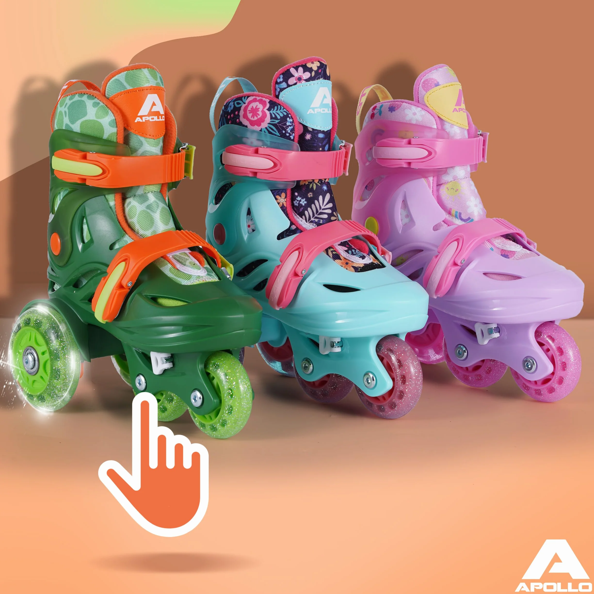 Apollo Kids My 1st Skates Adjustable Patines de ruedas ajustables para niños talla 26-30 con doble freno