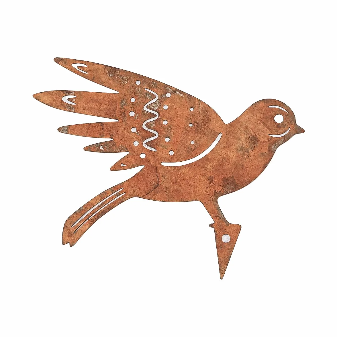 Paquete de 4 estacas de metal con pátina rústica para pájaros, ideales para vallas de madera y adornos de jardín.