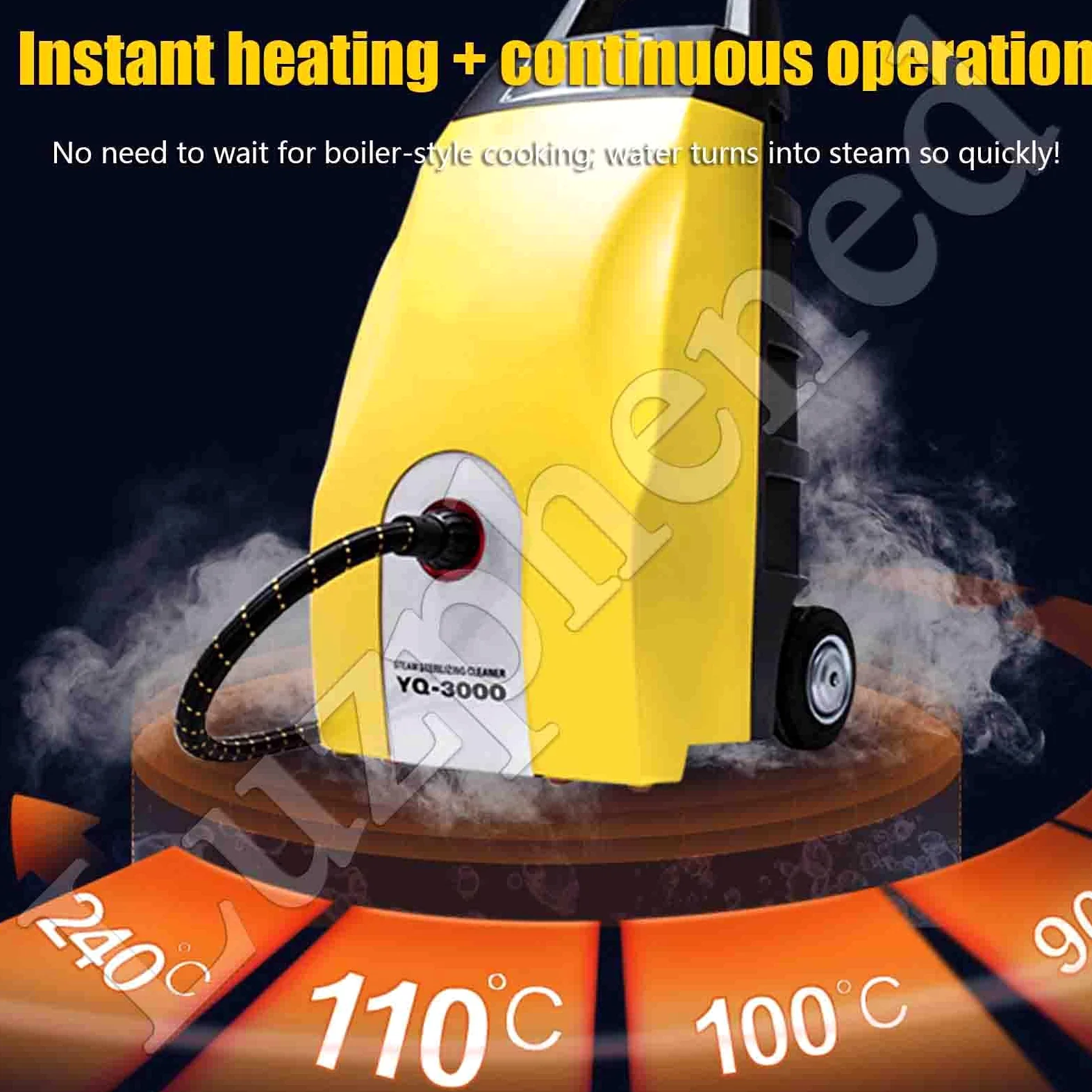 Hidrolimpiadora de Vapor de Alta presión de 3000 W, con Tanque de Agua de 3.5 L, para Uso doméstico y en Autos, Limpia eficazmente Pisos, tapicería, Azulejos y más Yellow