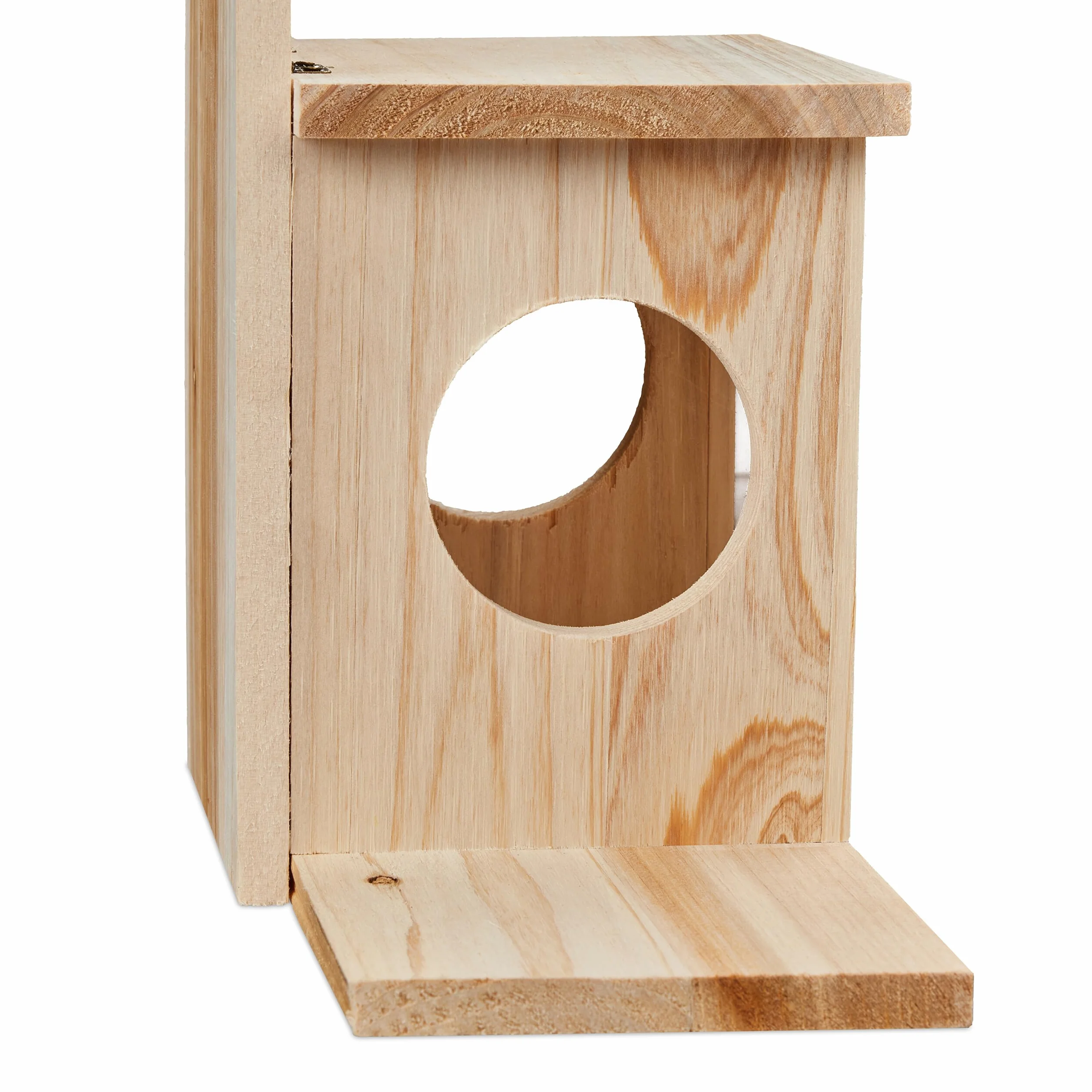 Relaxdays Kit de construcción alimentación Comedero para Ardillas DIY, Casa Alimentadora para Montar, Madera, 2 Entradas y Plataforma, Colgante, Natural, 24 x 35 x 13 cm
