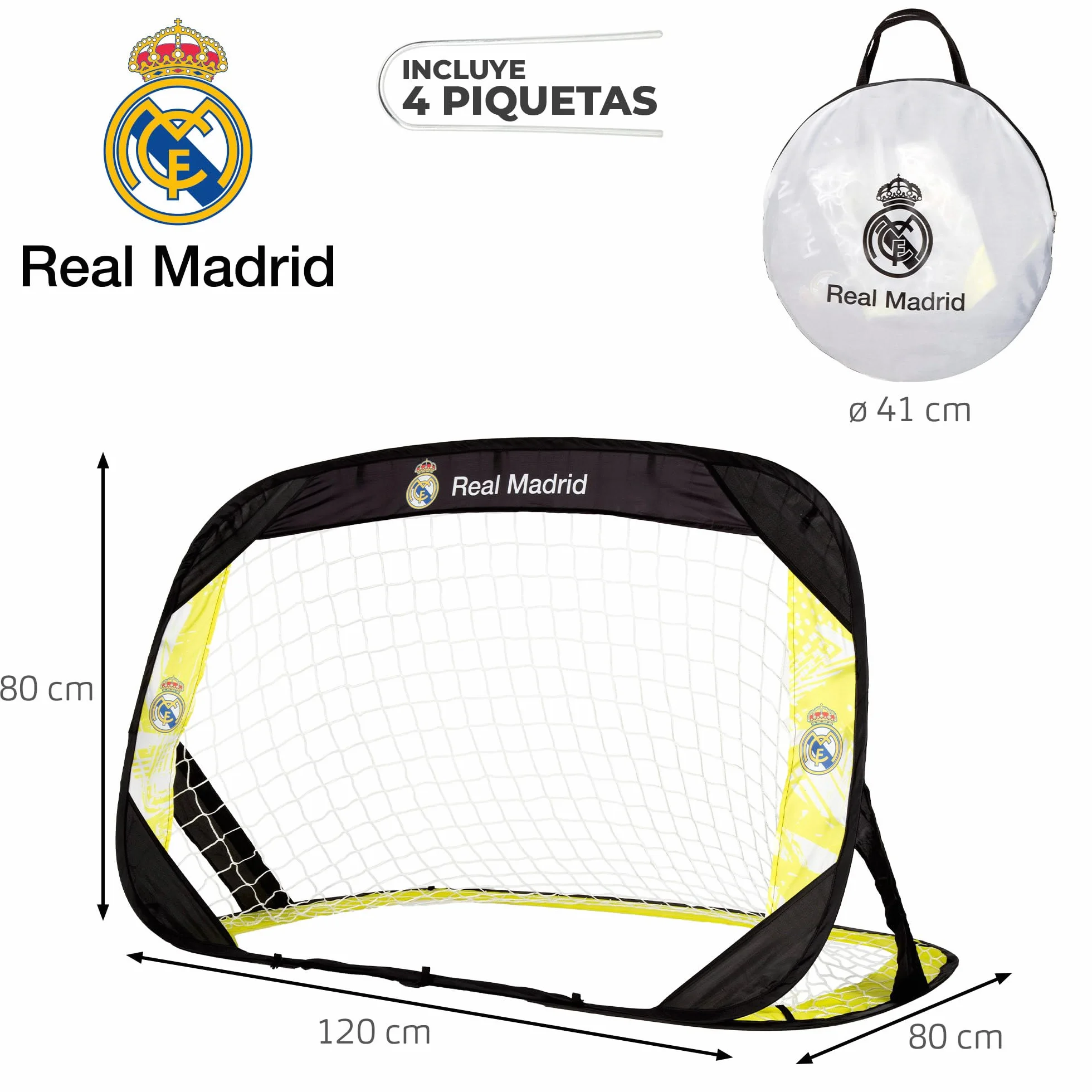 COLORBABY Set 2 porterías fútbol Pop-up 120 x 80 x 80 cm Incluye Bolsa de Transporte
