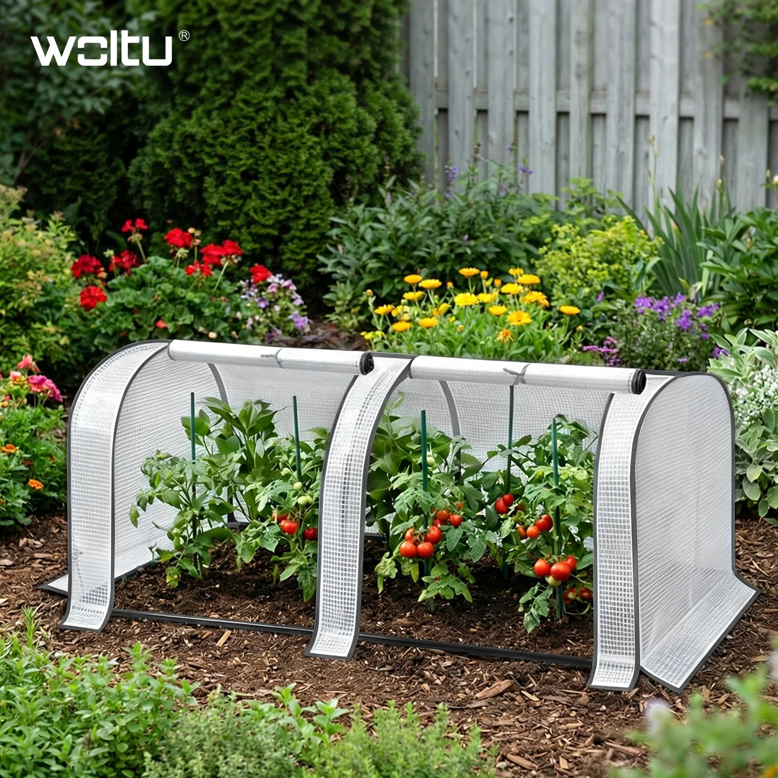 WOLTU Invernadero de Jardín PE, Semi-Translúcido, Blanco, 130x60x50cm | Impermeable; Lluvia/Viento/Nieve; Para Plantas; Exterior; Protección