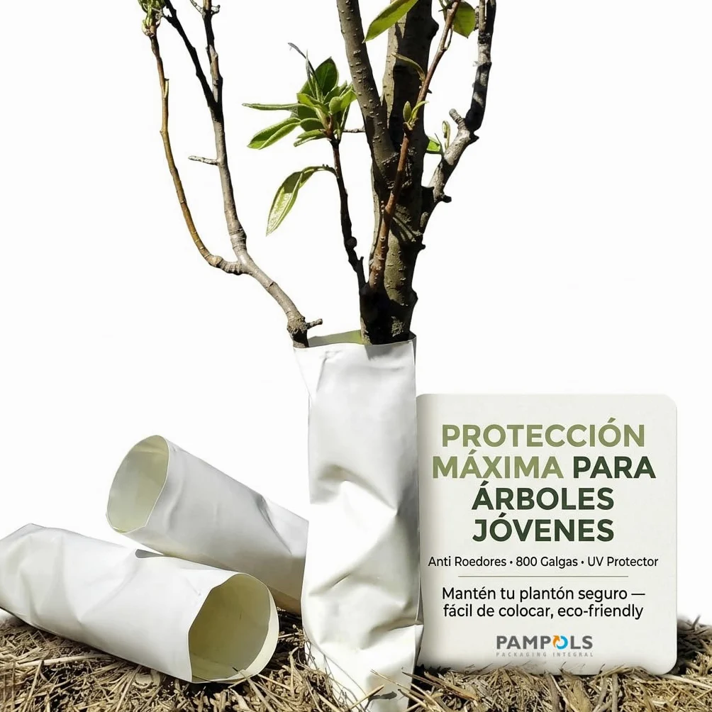 Tubo Flexible de Plástico Protector de Roedores para Troncos de Árboles 45cm Pack 100 Unidades Anti UV Blanco