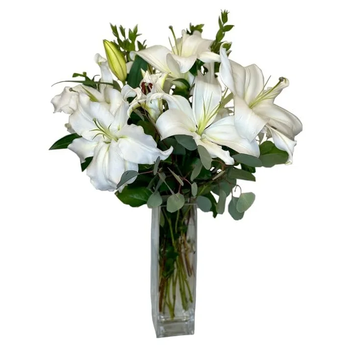Bouquet de Lirios | DECOALIVE | Ramo de 10 Lilium Blancos| Flores Frescas Naturales