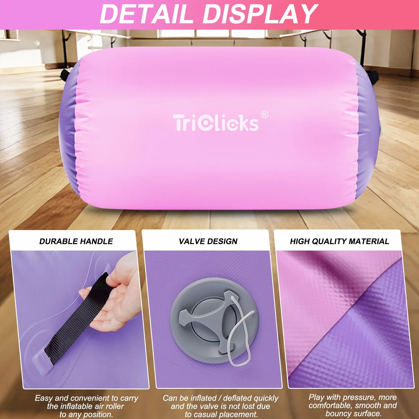 Colchoneta inflable para gimnasia con rodillo de aire, yoga, entrenamiento
