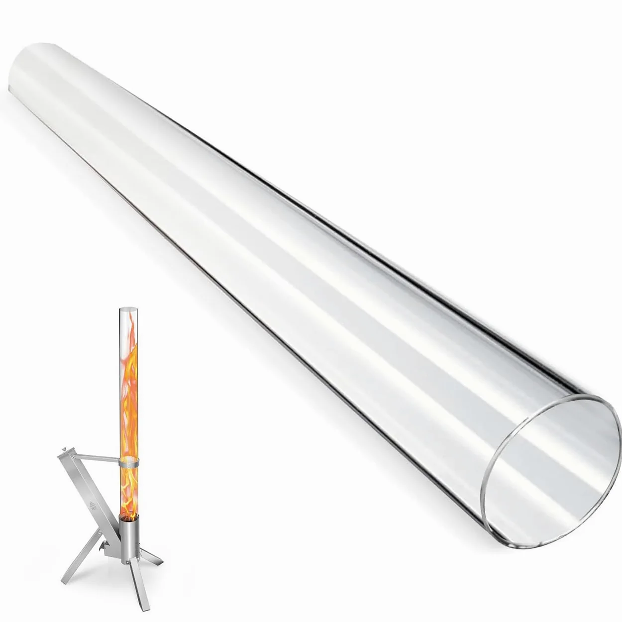 CTSC Tubo de vidrio para calentador de patio, tubo de vidrio de 100 cm x 8 cm para calentador de patio, calentador de pellets de madera