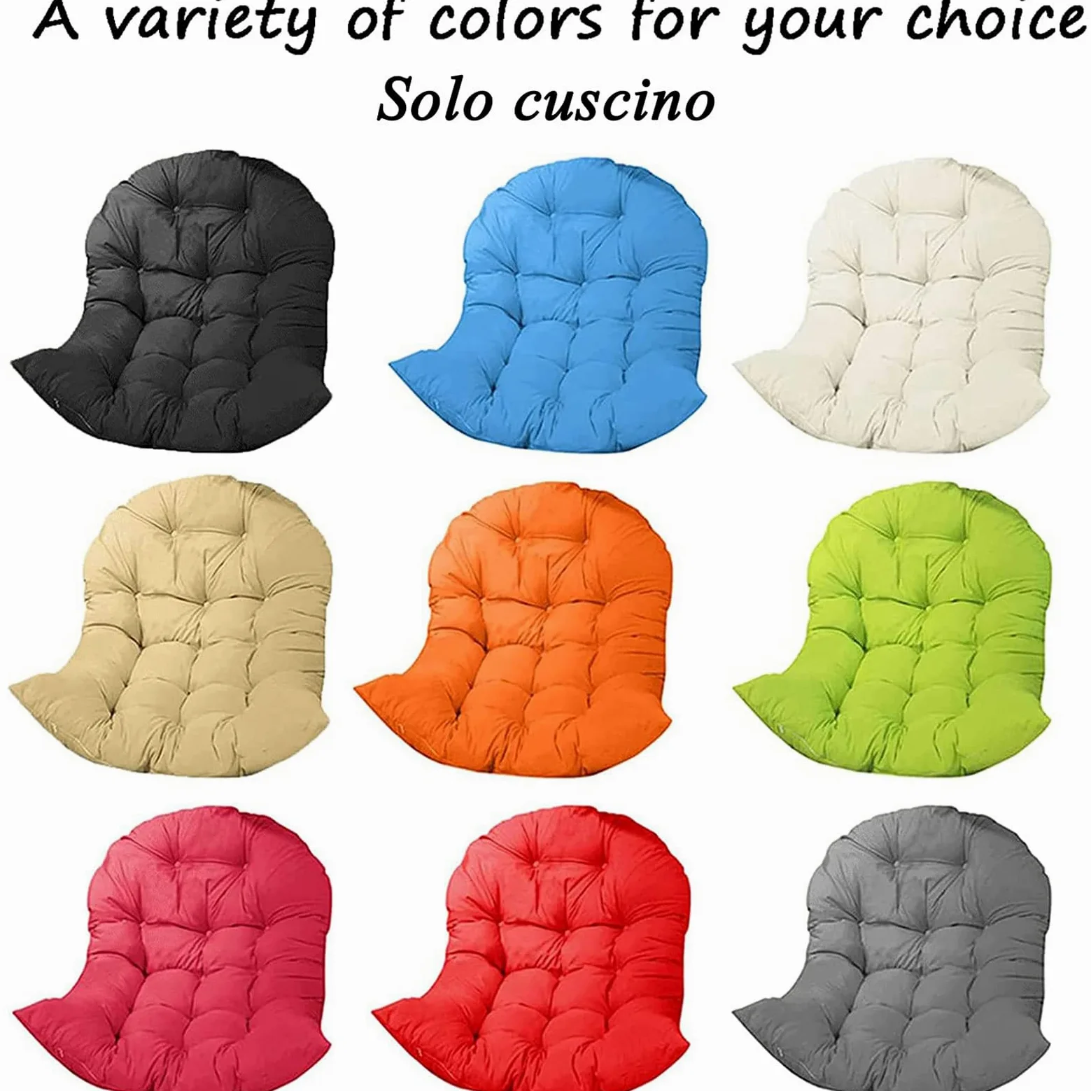 SenhE Cojín para Silla Colgante al Aire Libre, Tipo Huevo, Lavable, con Almohada Ajustable