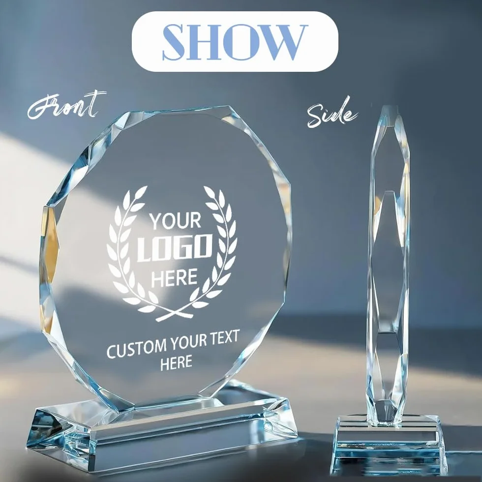 Trofeo de Cristal Personalizado con Grabado Profundo, para Eventos Empresariales y Deportivos