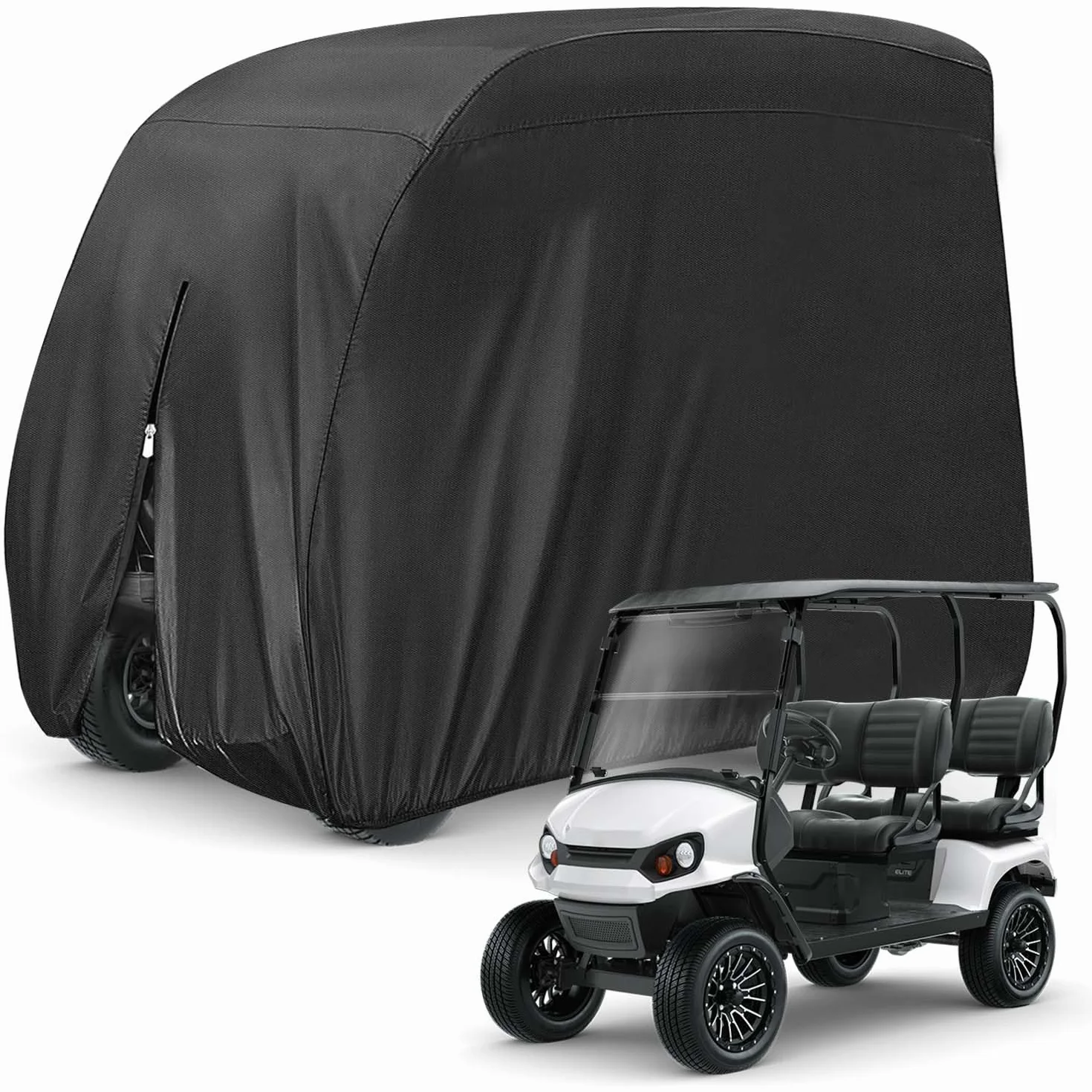 KISEER cubierta impermeable 400D para carrito de golf EZ GO Club Car Yamaha, a prueba de polvo (negro)