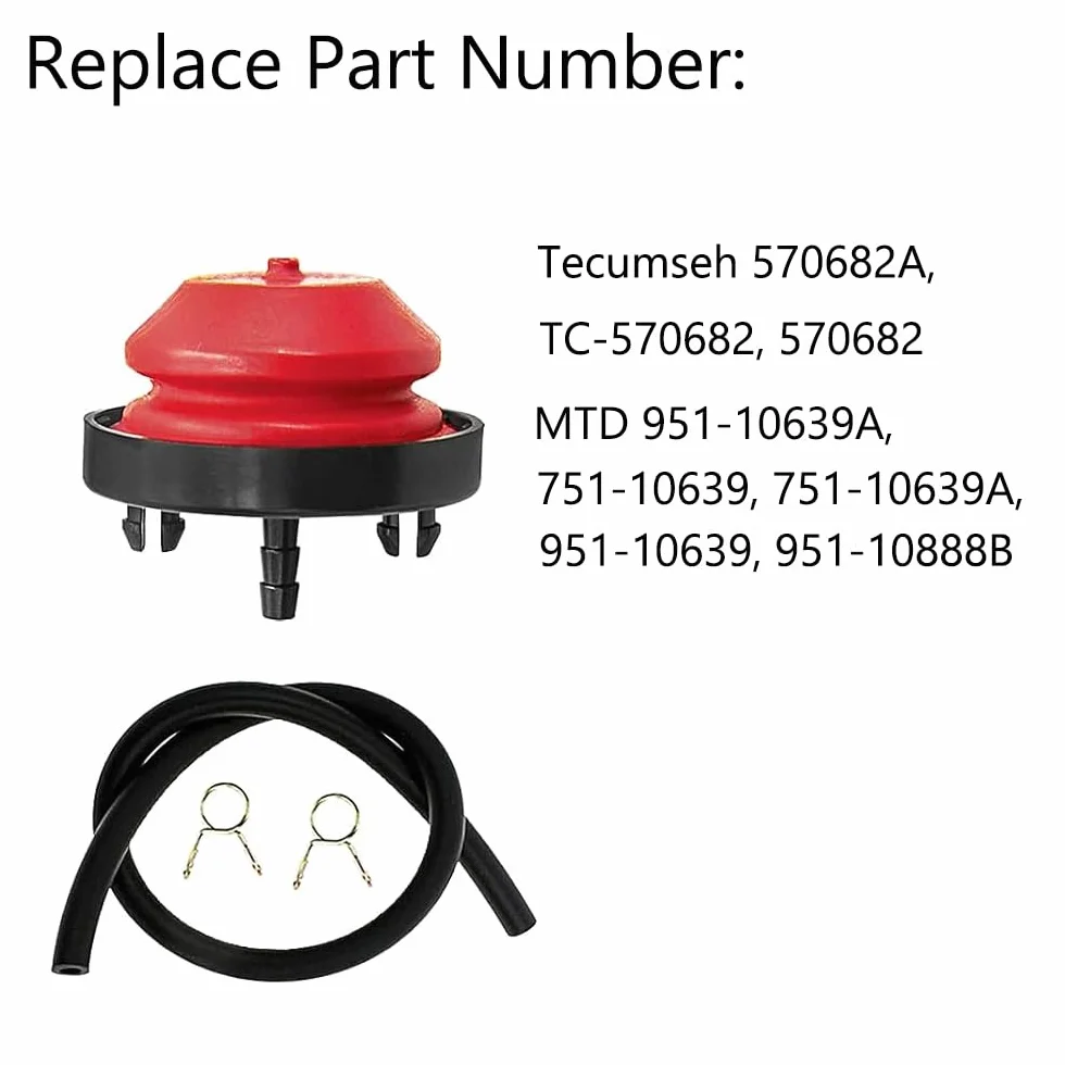 Bombilla de imprimación para soplador de nieve, bombilla de imprimación de carburador con tuberías, repuesto de carburador compatible con motor Tecumseh AV520 HMSK100 HMSK105 HMSK110