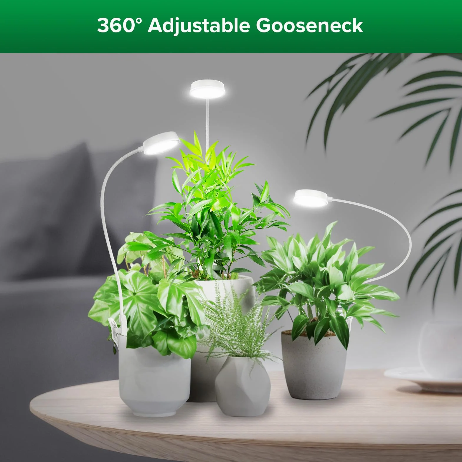 SANSI Lámpara de Plantas, 48 LED Luz de Crecimiento de Espectro Completo 4000K, Lámpara LED Cultivo Interior con Temporizador Automático 3H/6H/12H y 4 de Brillo para Plantas Pequeñas (1Pieza)