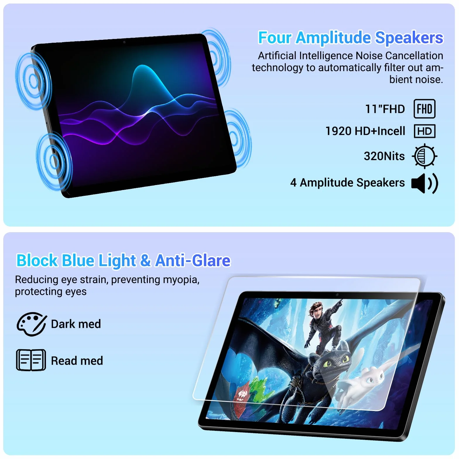Android 16 Tablet 11 Pulgadas Gemini Ai Octa-Core T615 36GB RAM 512GB ROM Widevine L1 Netflix 1080P FHD 8000 mAh Cámara 16MP+8MP GPS Teclado Negro