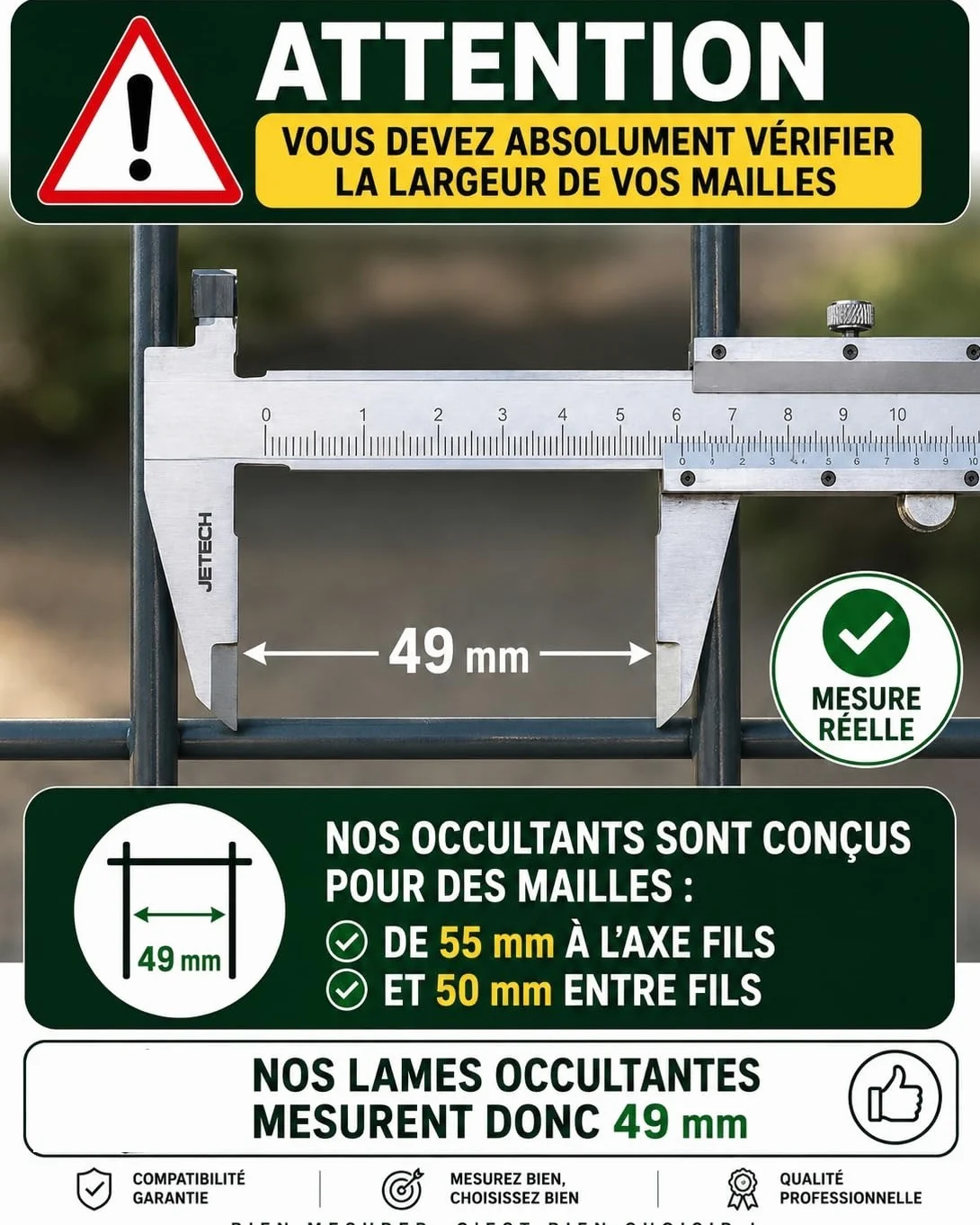 Kit de ocultación de láminas de PVC para panel de malla rígida de malla 55 brisa de vista, altura 1 m53 x 2 m50, color verde