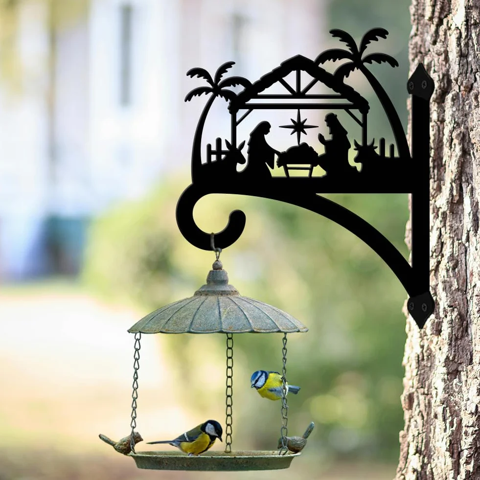 peacoblue Ganchos de hierro para plantas colgantes para exterior e interior, plantas colgantes, flores, helechos, macetas, farol, comedero de pájaros, 30cm x 37.3cm, soporte de pared de metal