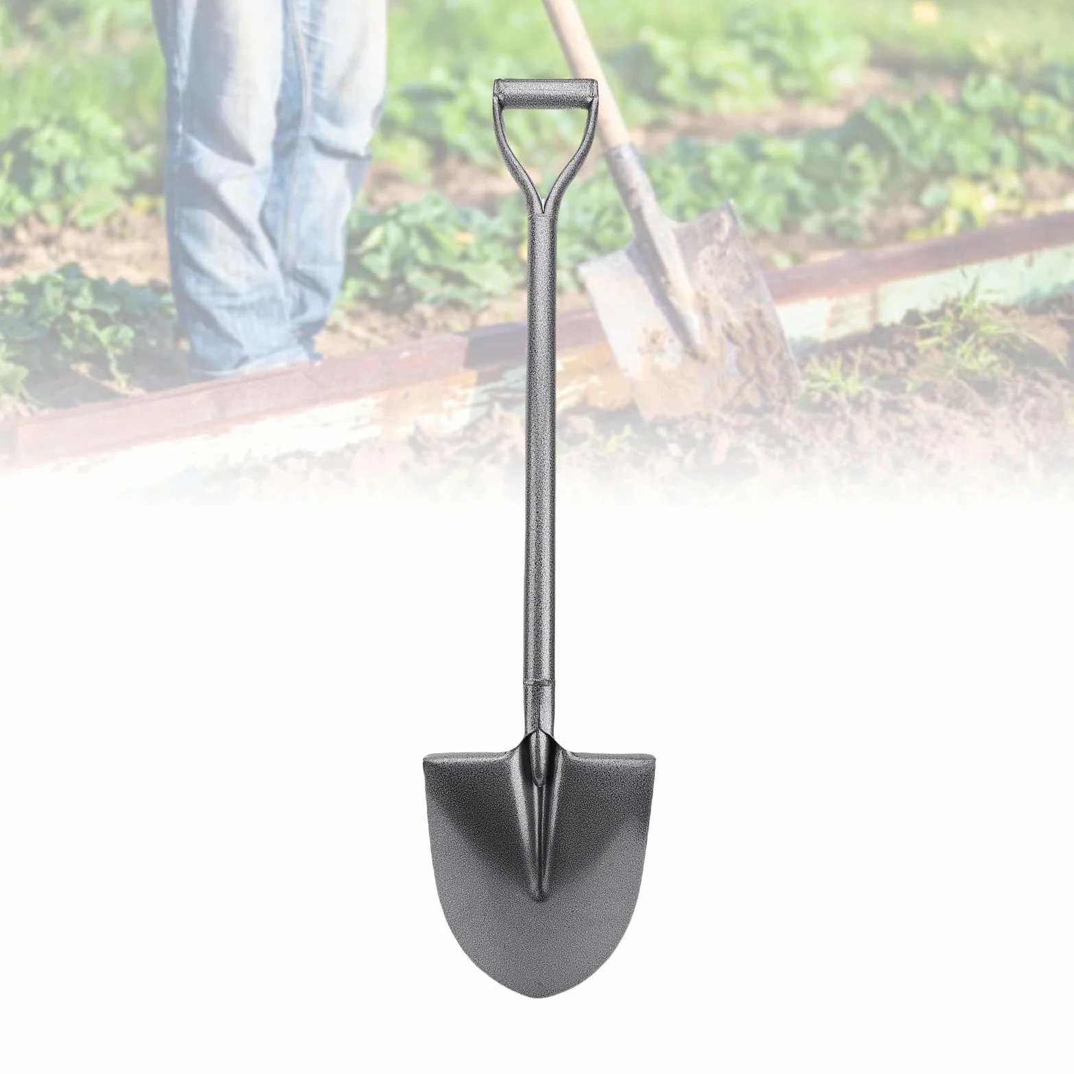 Jeffergarden Pala Pequeña Pala Totalmente Metálica para Excavar Jardinería Plantación para Acampar Punta Corta en D Acero MN 100 Cm