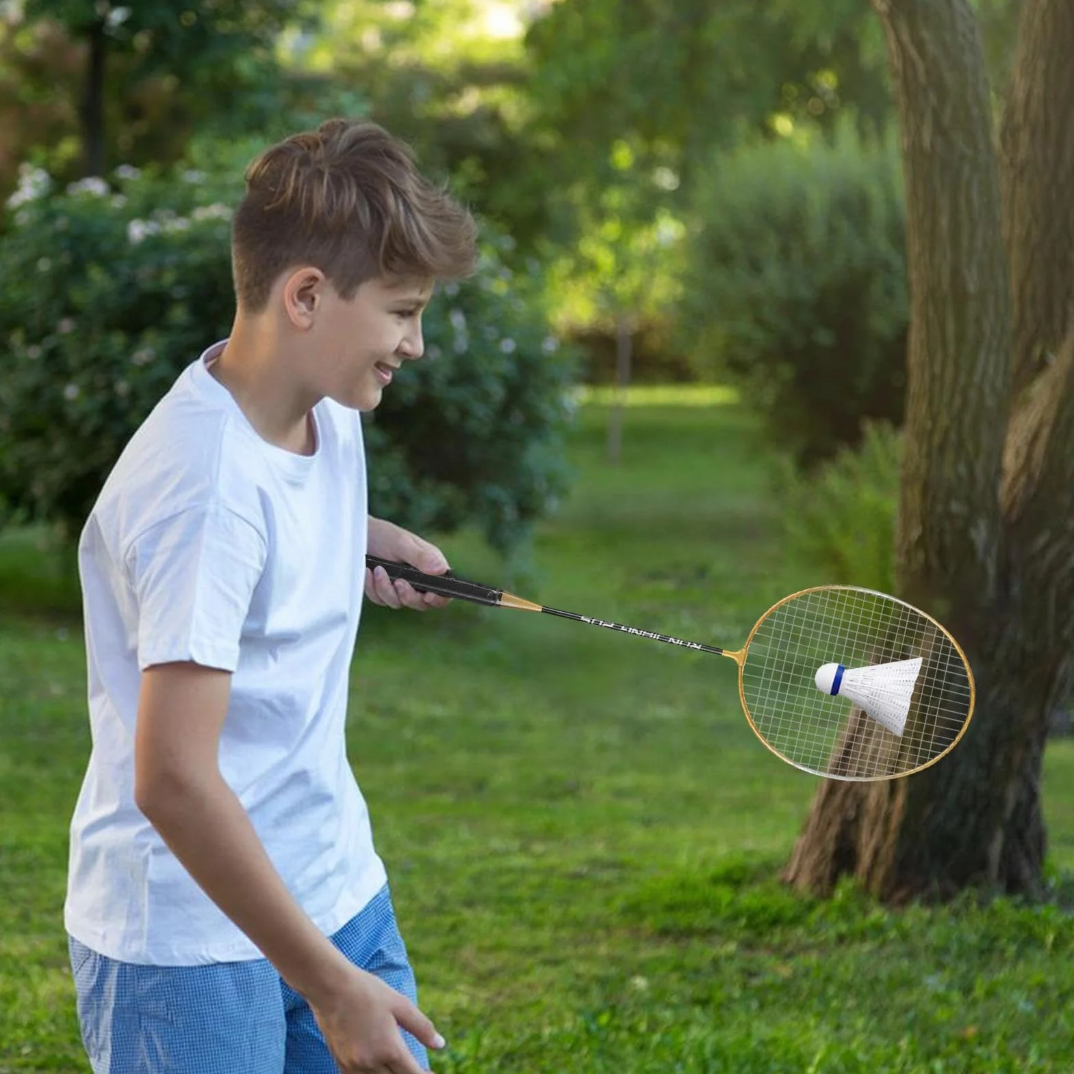 Juego de raquetas de bádminton ligero para adultos, agarre absorbente, exterior