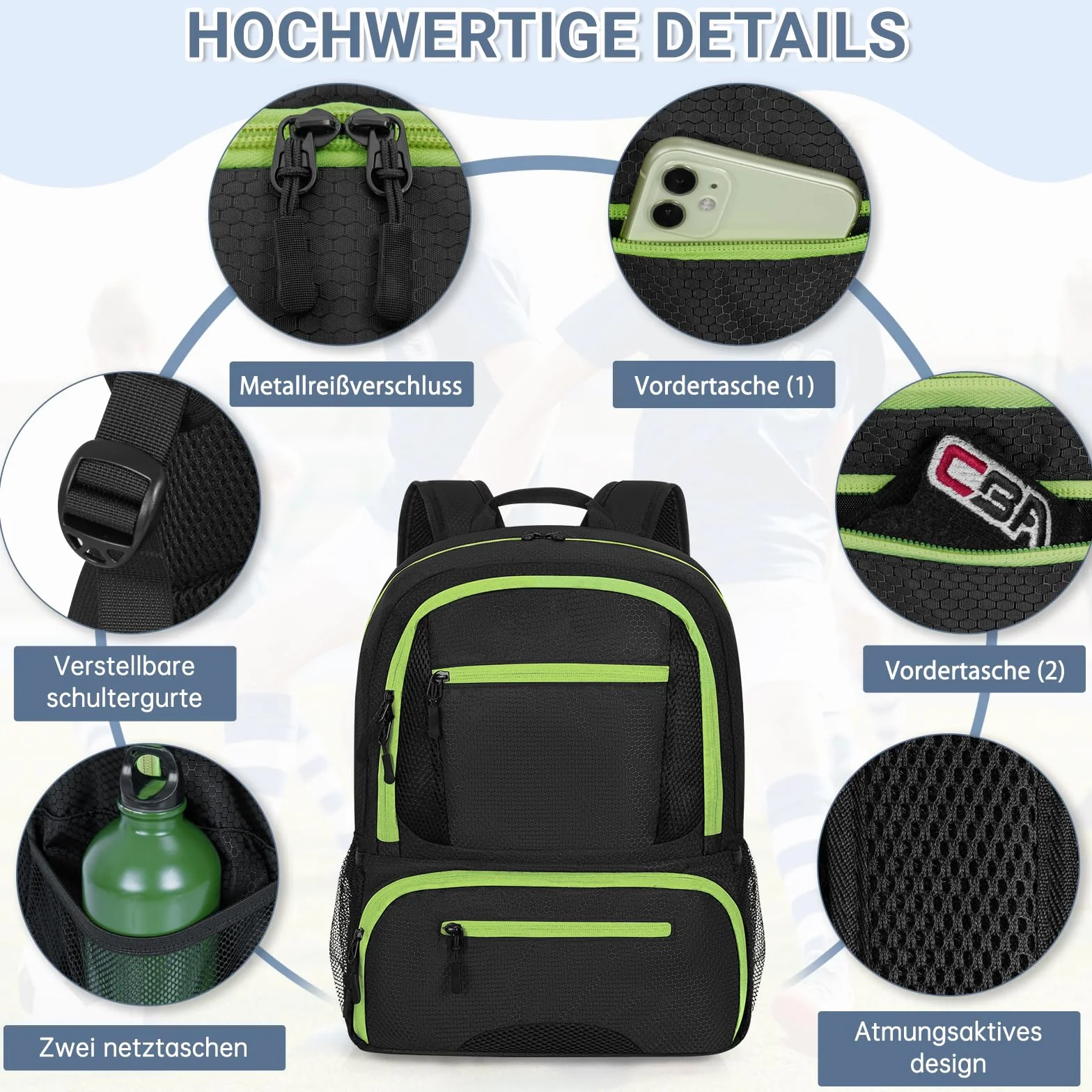 OUUTMEE Mochila deportiva para fútbol baloncesto voleibol resistente organizador pelotas zapatos gran capacidad