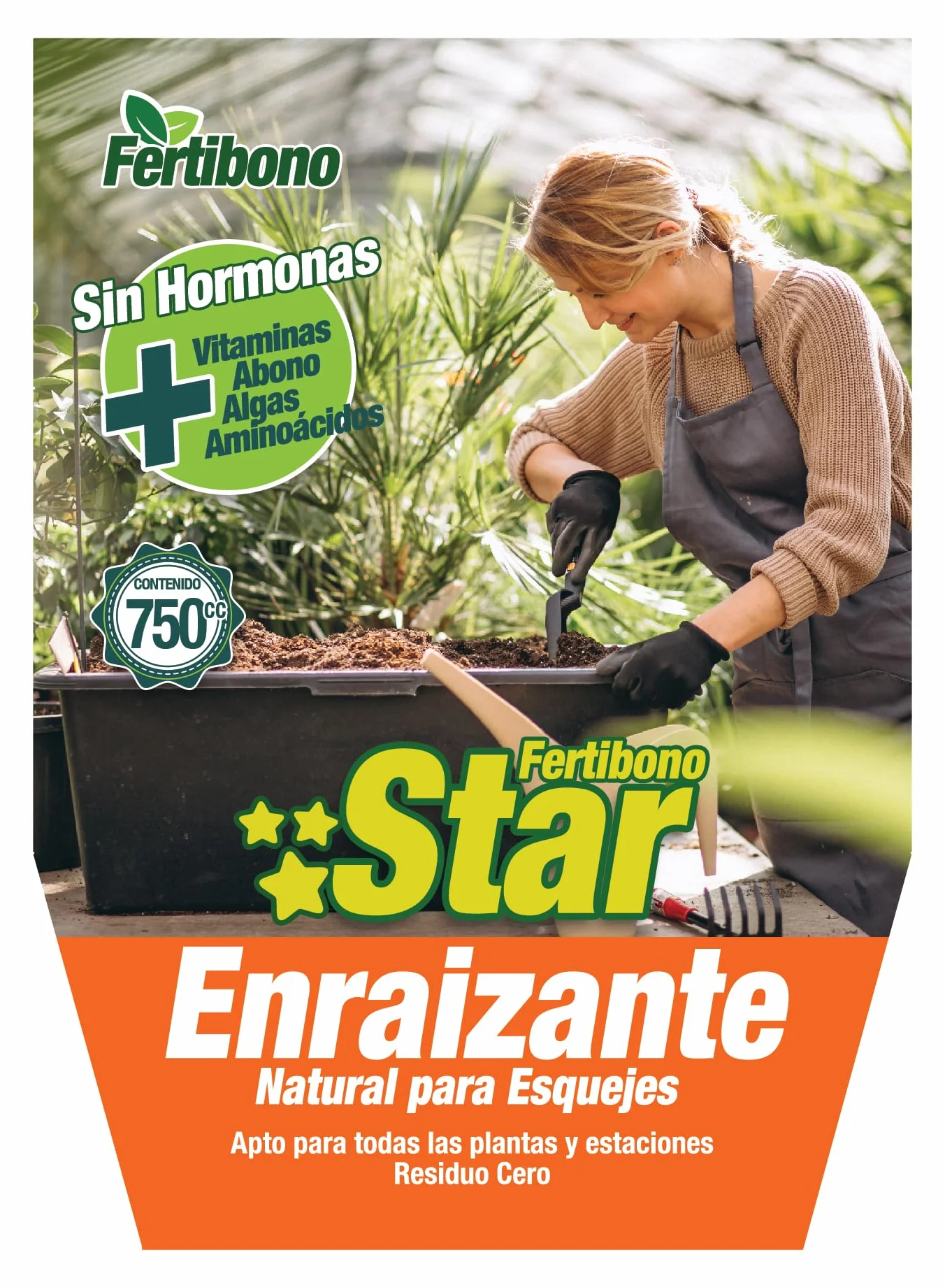 FERTIBONO STAR: Enraizante Orgánico para Plantas y Esquejes, (750ml), Crecimiento Rápido y Fuerte, Enriquecido con Abono, Vitaminas y Algas, Sin Hormonas – Residuo Cero.