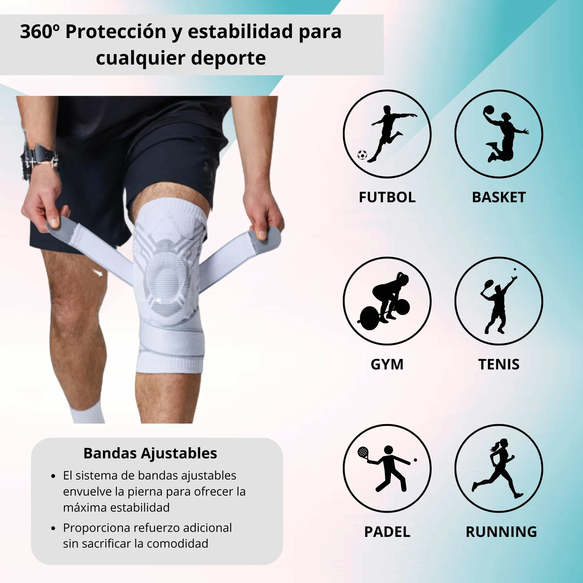 Drakon Rodillera de Compresión Menisco y Ligamento con Estabilizadores Laterales, Negro Large