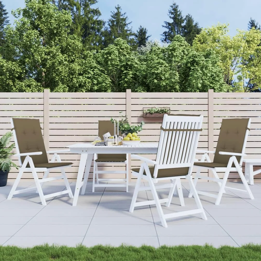 ShGaxin Cojines Silla Respaldo Alto 4 uds Tela Taupe Melange 120x50x4cm, Cojines para Butacas De Jardin, Cojines Sillas Cocina, Cojines para Sillas De Terraza, Cojin Silla Exterior - 4002437