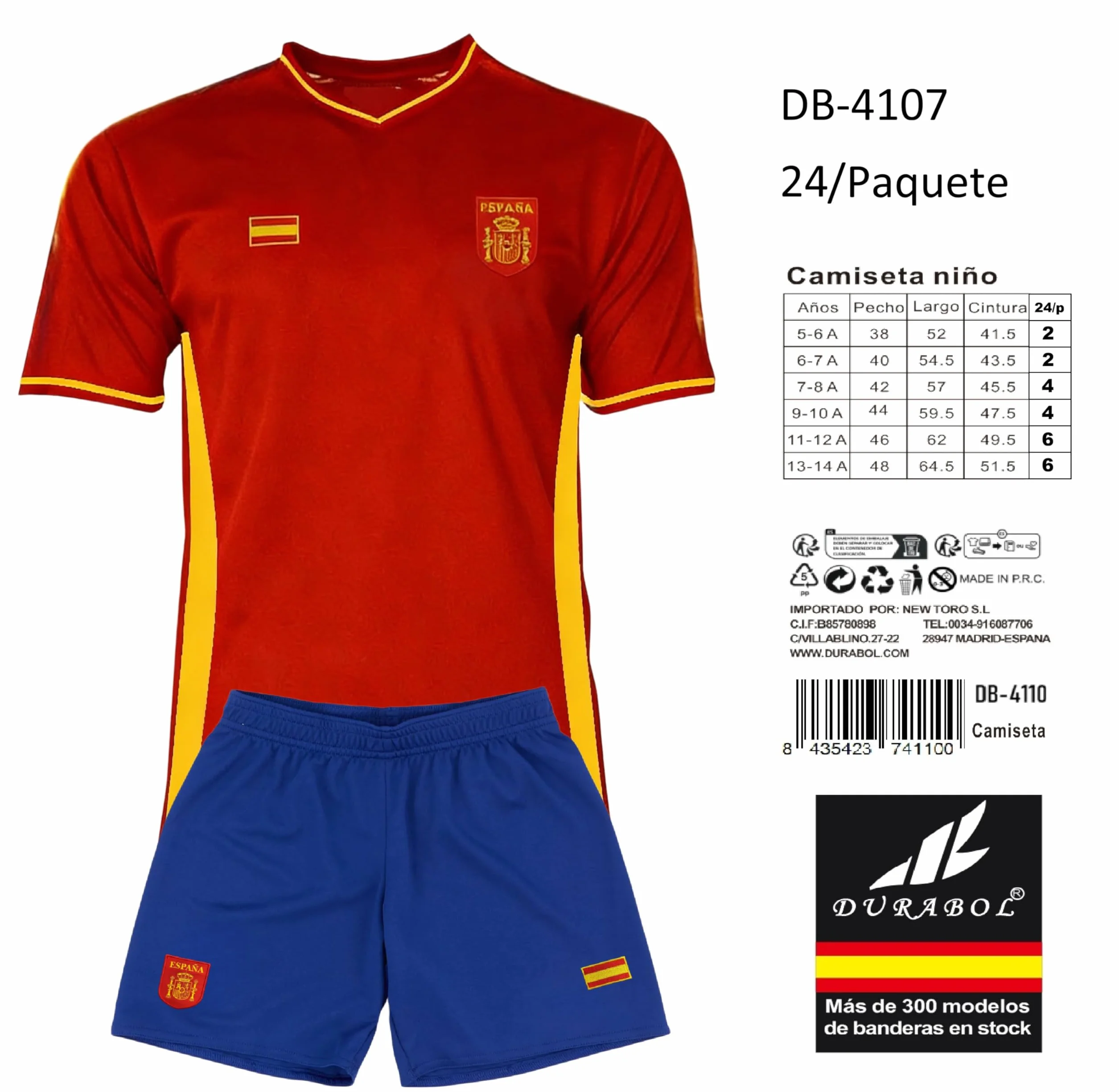 Camiseta de Fútbol España Hombre Rojo Amarillo Poliéster Manga Corta Transpirable