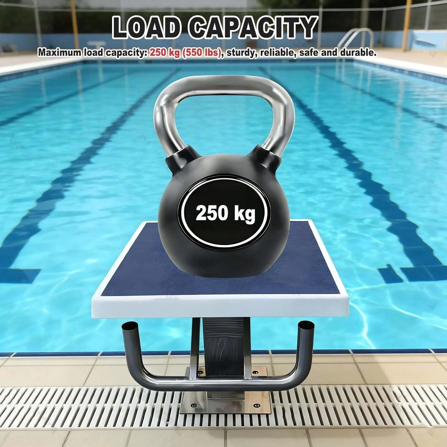 Plataforma de buceo de acero inoxidable, tabla de buceo de competición de entrenamiento, plataforma de buceo profesional en piscina, fácil de montar, carga de 550 libras