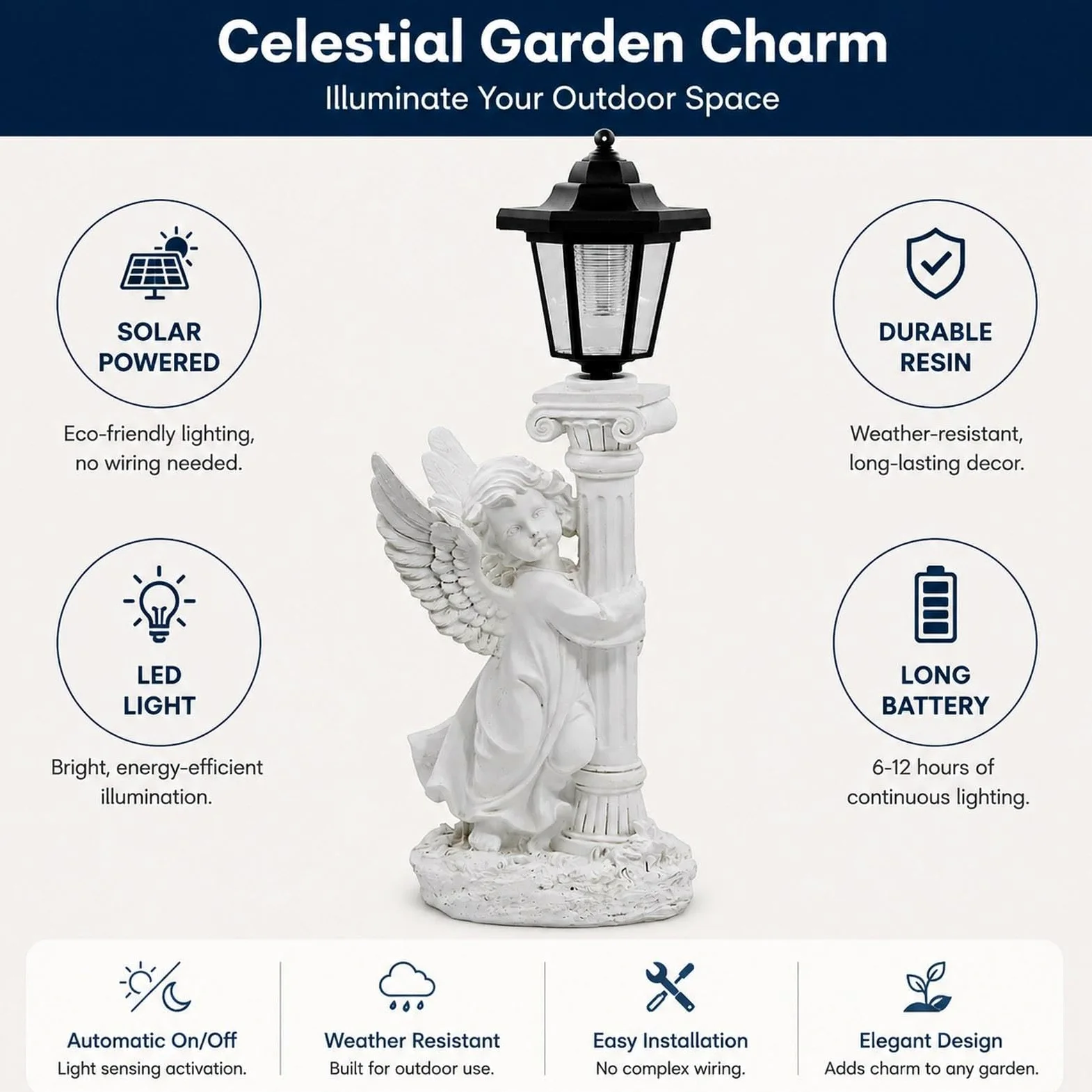 Fenteer Estatua con Pilar Romano Y Linterna Regalos para Mujeres Y Mamás. Escultura de Resina para Decoración de Exteriores, Izquierda