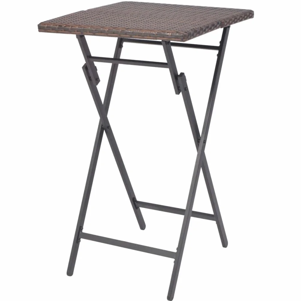vidaXL Mesa Alta de Bar con Taburetes Jardín 5 Pzas Juego de Muebles Terraza Mesita y Sillas Altas Asienyos de Poli Ratán Sintétco Marrón Tipo Mimbre