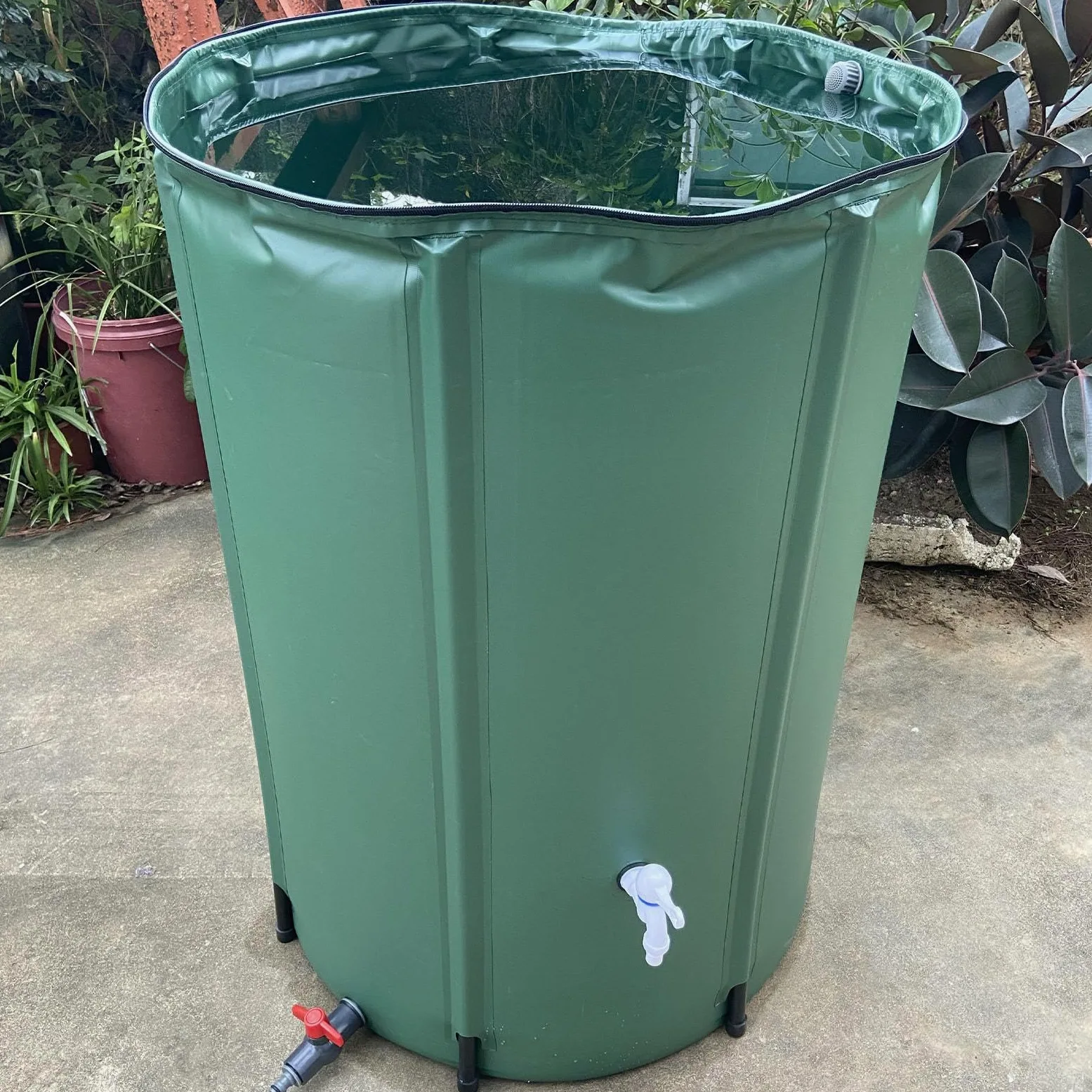 Colector de Agua de Barril – Colector de Agua de Barril de Lluvia | Tanque de Almacenamiento de Agua Plegable | Juego de Agua con desviador de Soporte, colector de Agua de Lluvia de Barril de j