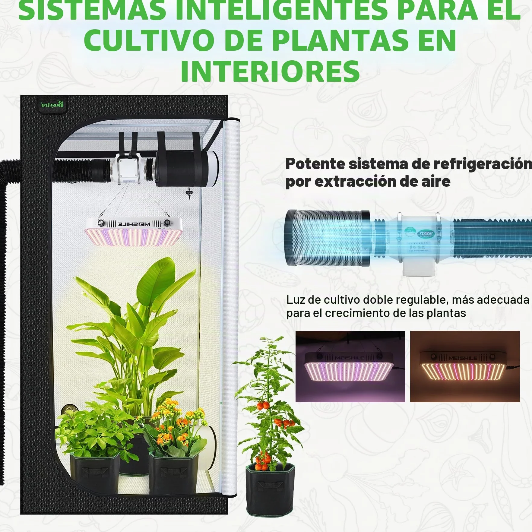 Crecer Carpa Kit Completo, Armario Cultivo Interior, Luz para Plantas, Hidroponia Kit Completo, 600D Lona con termohigrómetro y Temporizador, Apto para Uso Interior y Exterior(100x100x200cm)